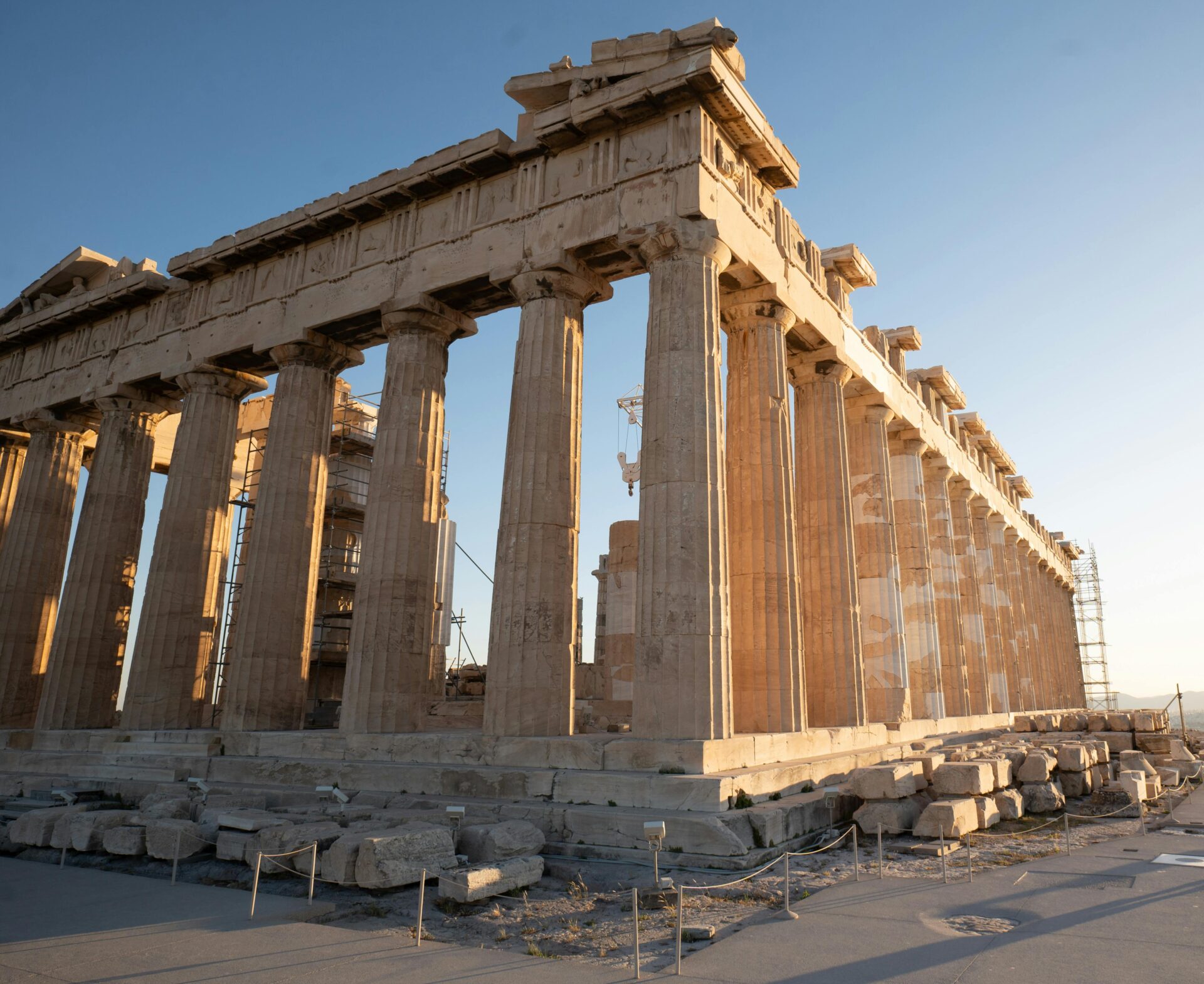 Ruins of Parthenon in Athens - sunrise in Acropolis