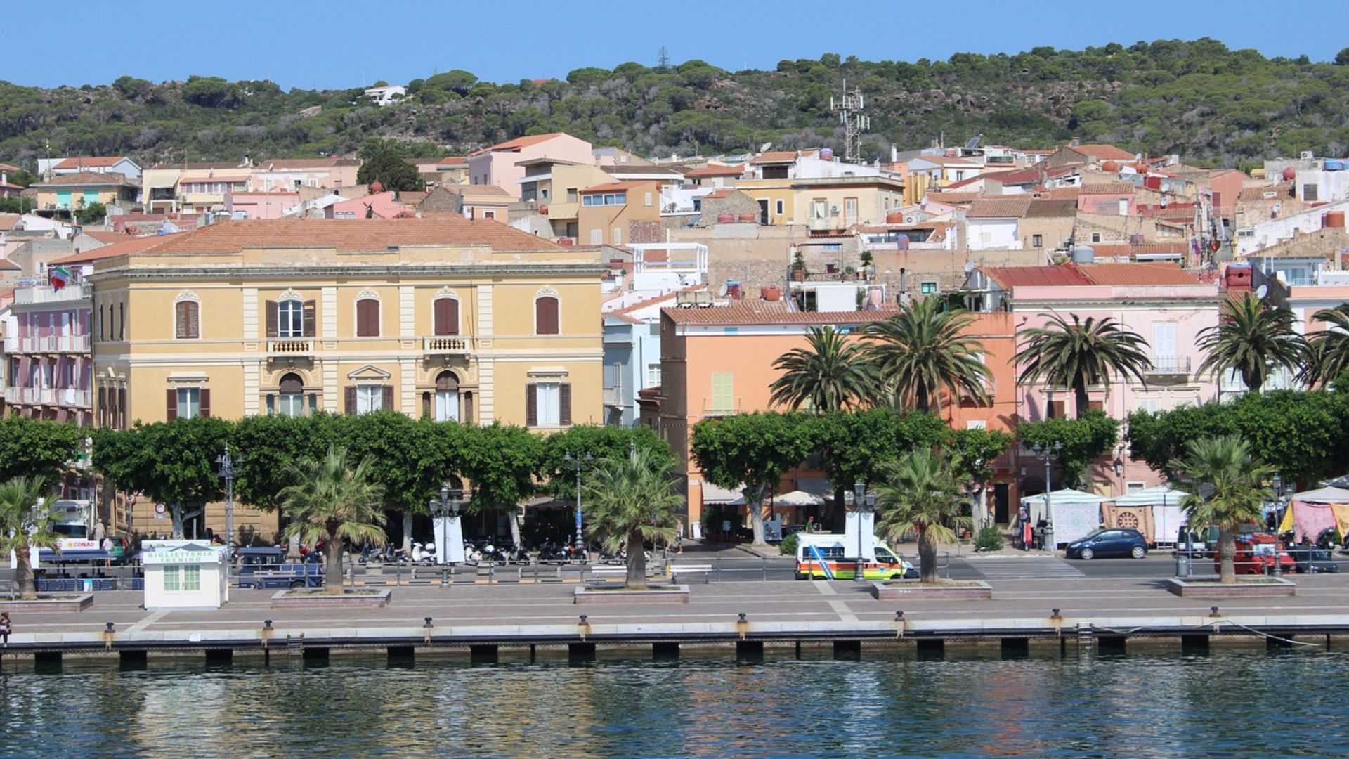 Colorful buildinga in San Pietro Island (Isola di San Pietro), Carloforte, Sardinia, Italy