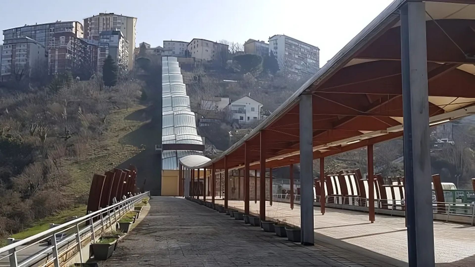 Image shows the Santa Lucia escalator, Potenza, Basilicata, Italy. 