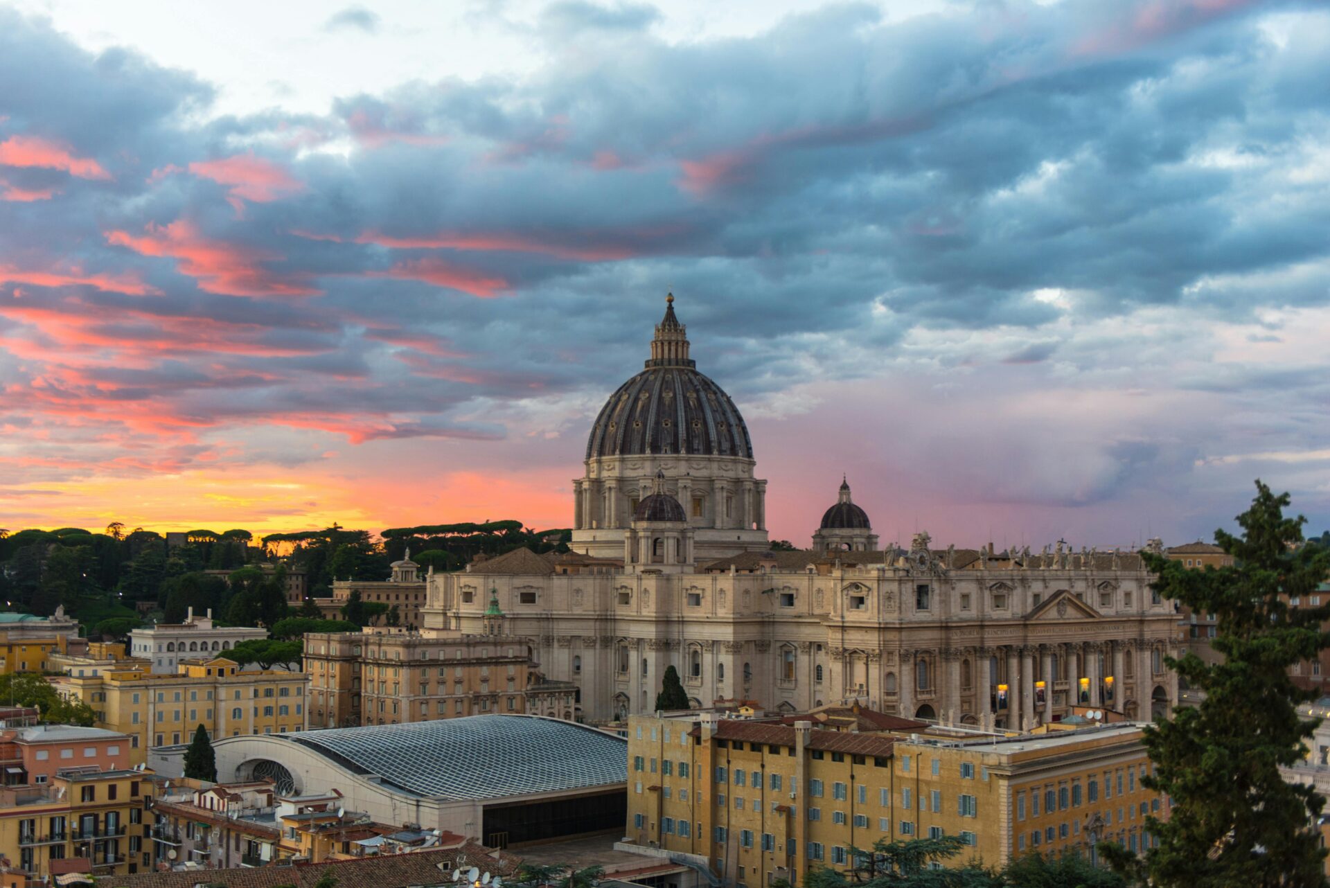 St. Peter's Basilica at Sunset in Vatican City