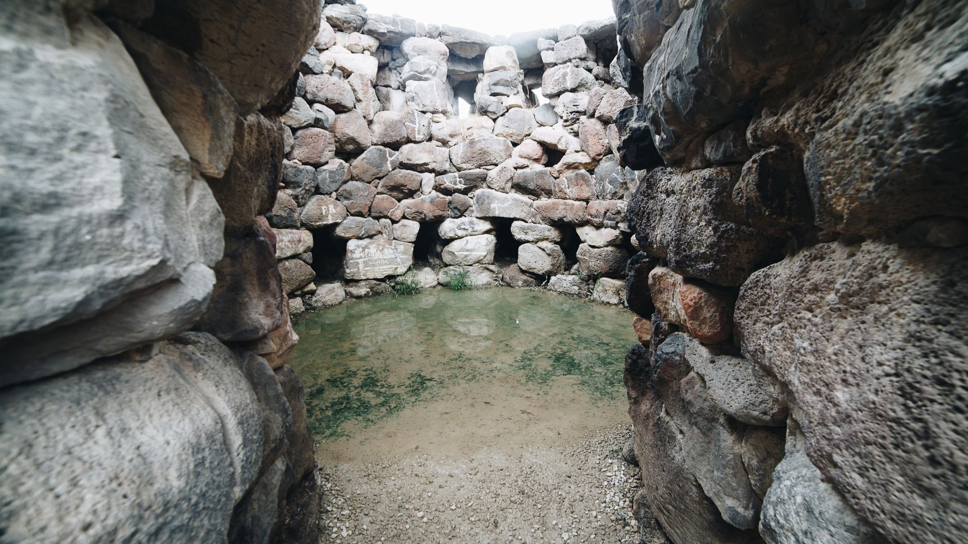 Close up image of Su Nuraxi, a large, complex nuragic archaeological site in Sardinia, Italy.