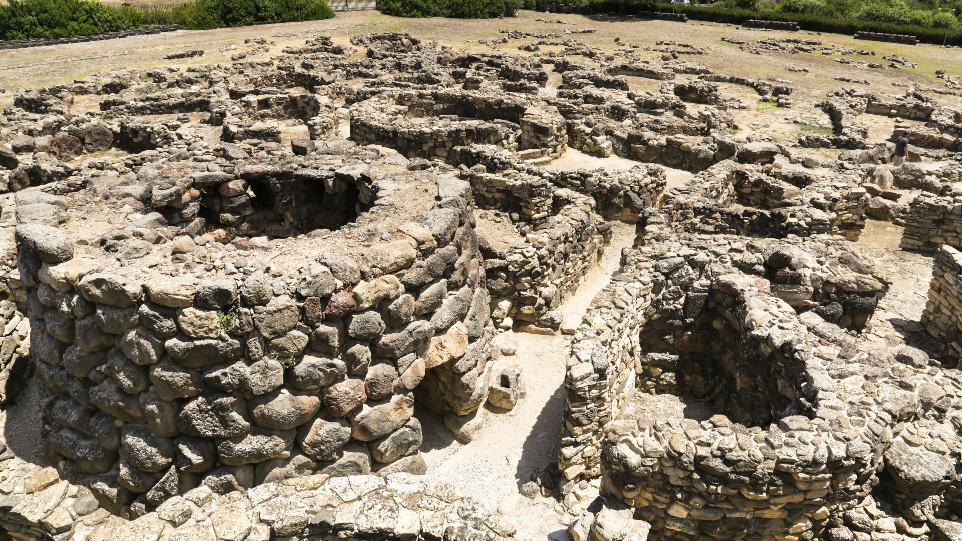 Su Nuraxi, a large, complex nuragic archaeological site in Sardinia, Italy.