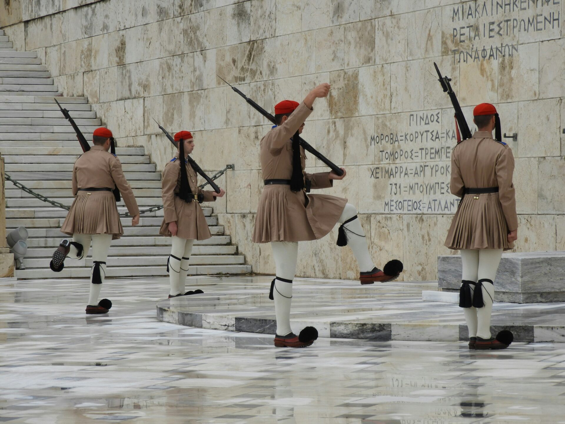 Syntagma Square - Greek guards marching pose