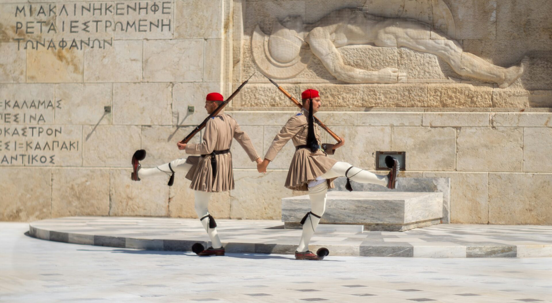 Syntagma Square - Greek guards marching