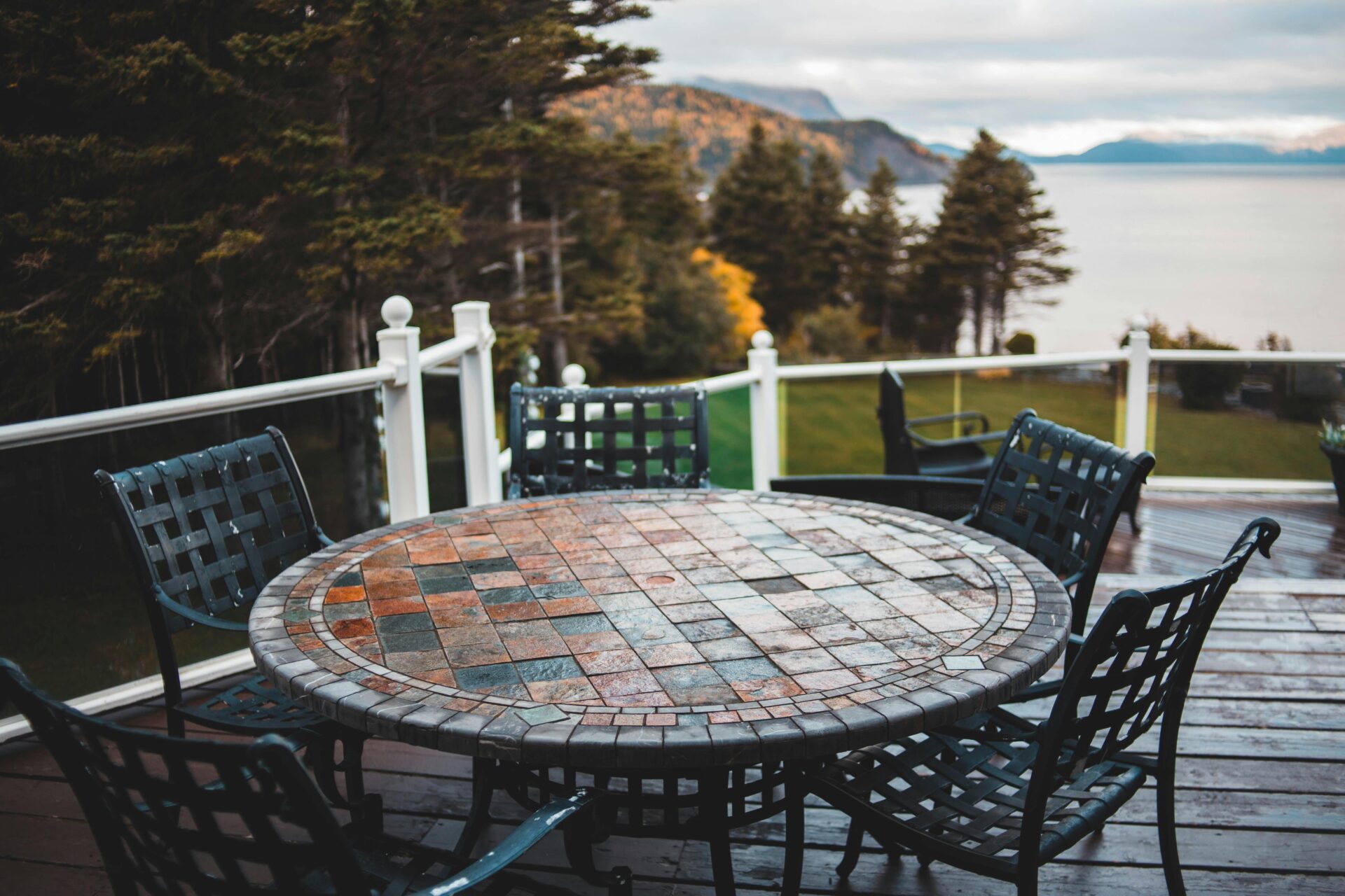 Table Outdoors with View on Lake