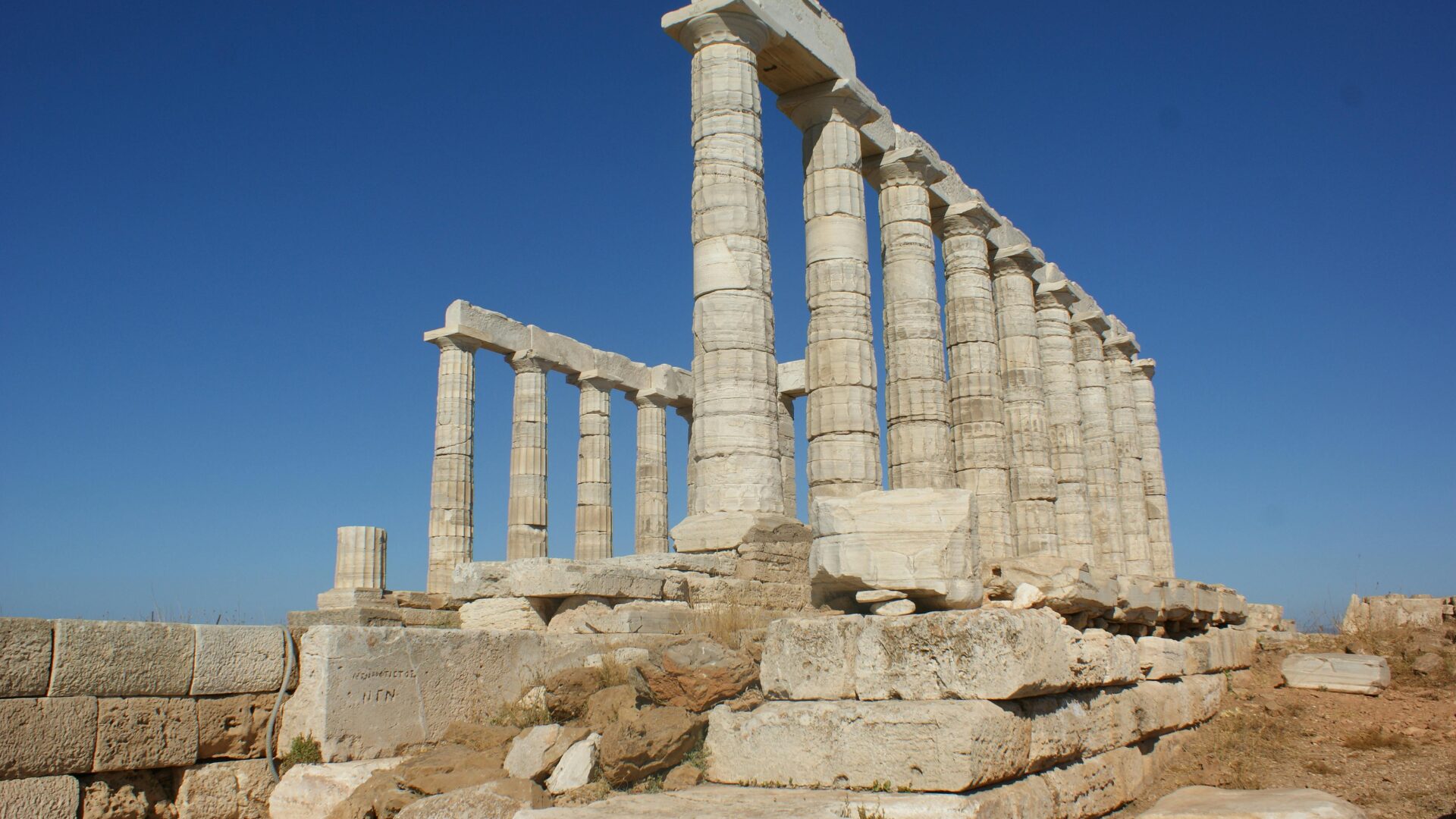 Temple of Poseidon in Cape Sounion in Greece