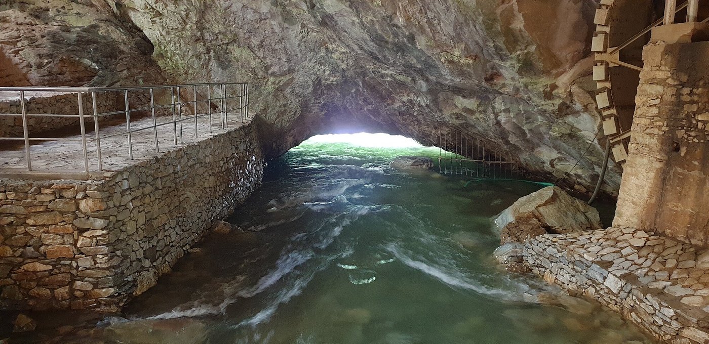 Underground river flowing through Aggitis Cave