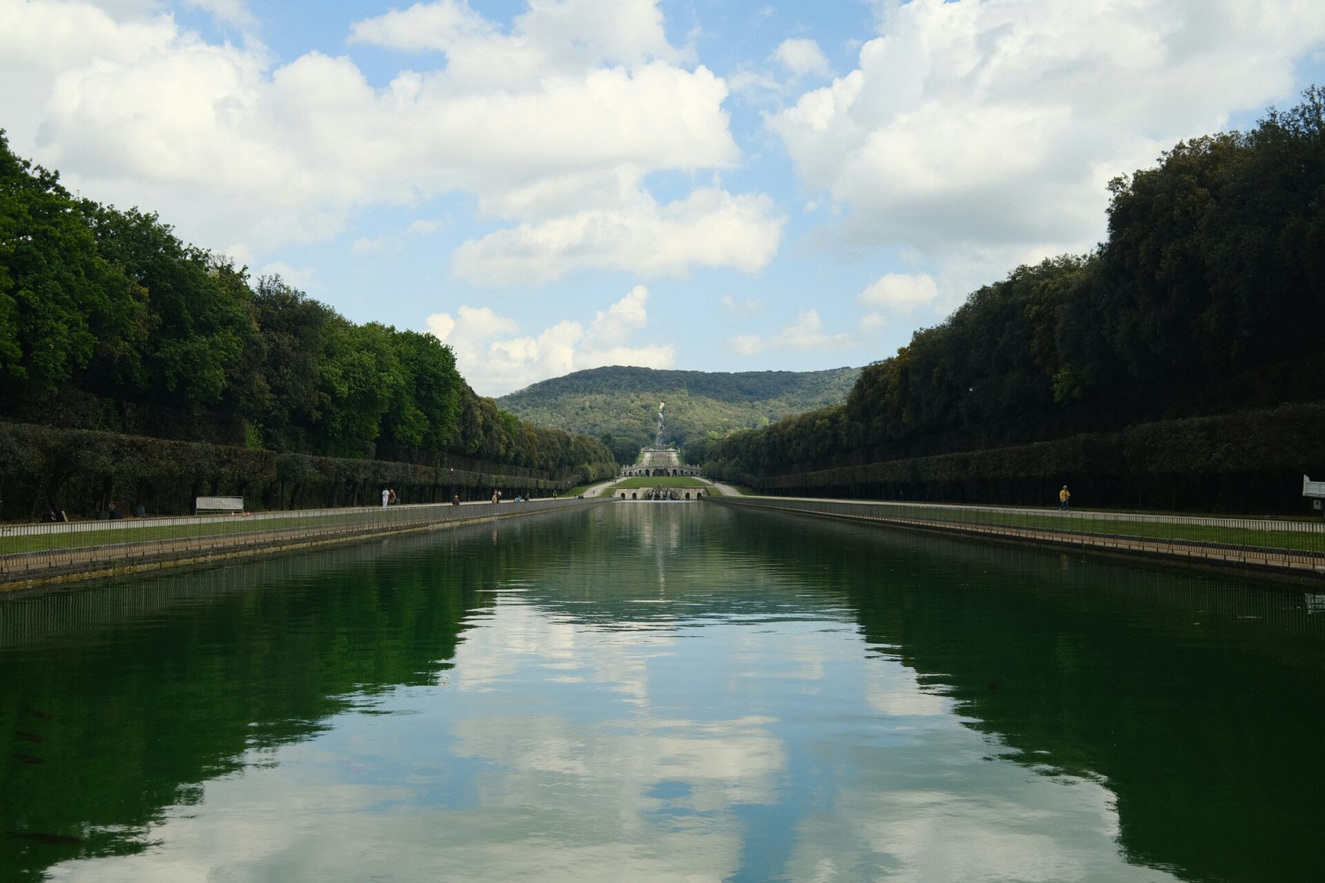 Caserta’s royal palace pond in Caserta, Italy.