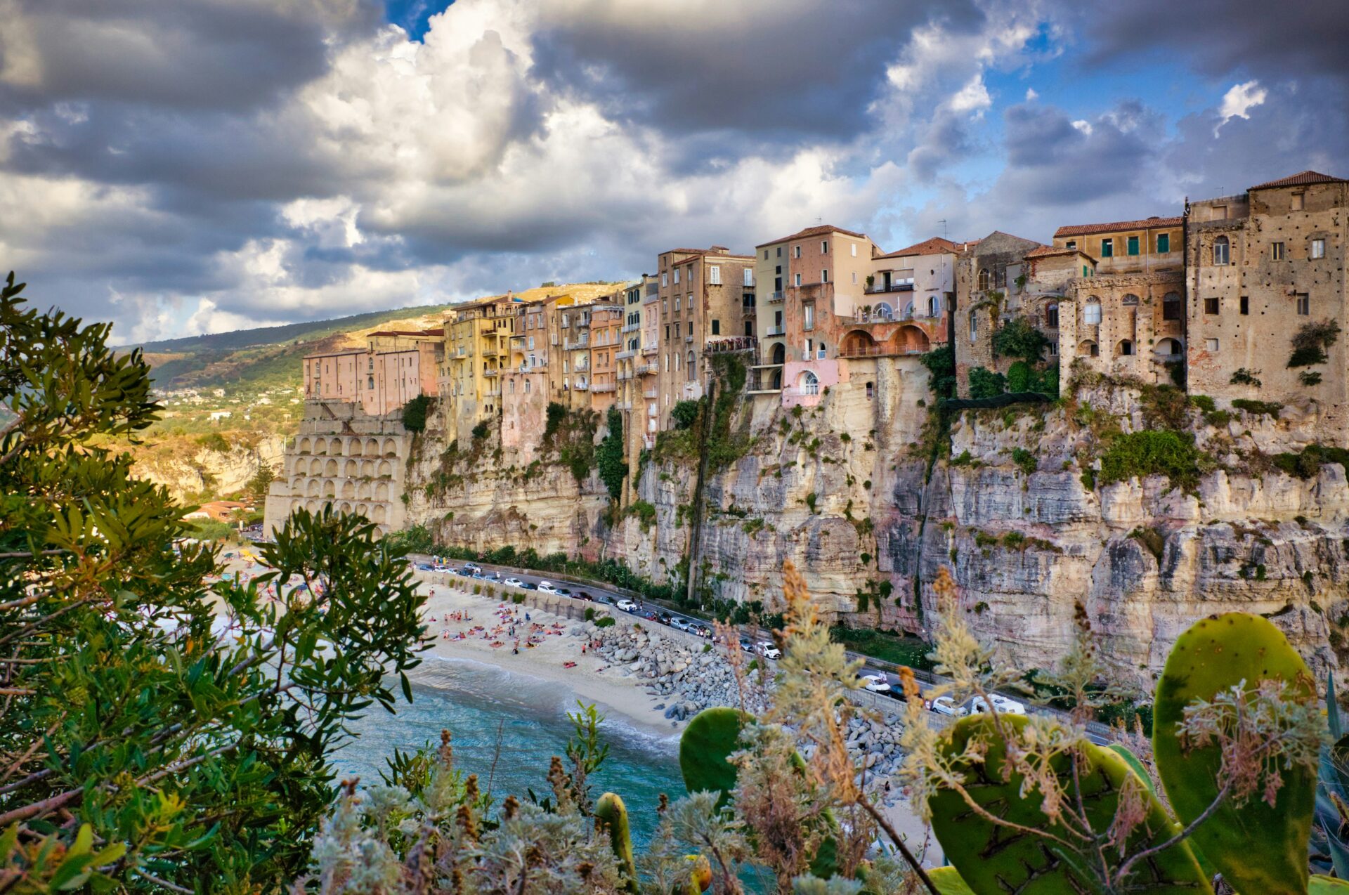 Panoramic clifftop view of Tropea, Italy