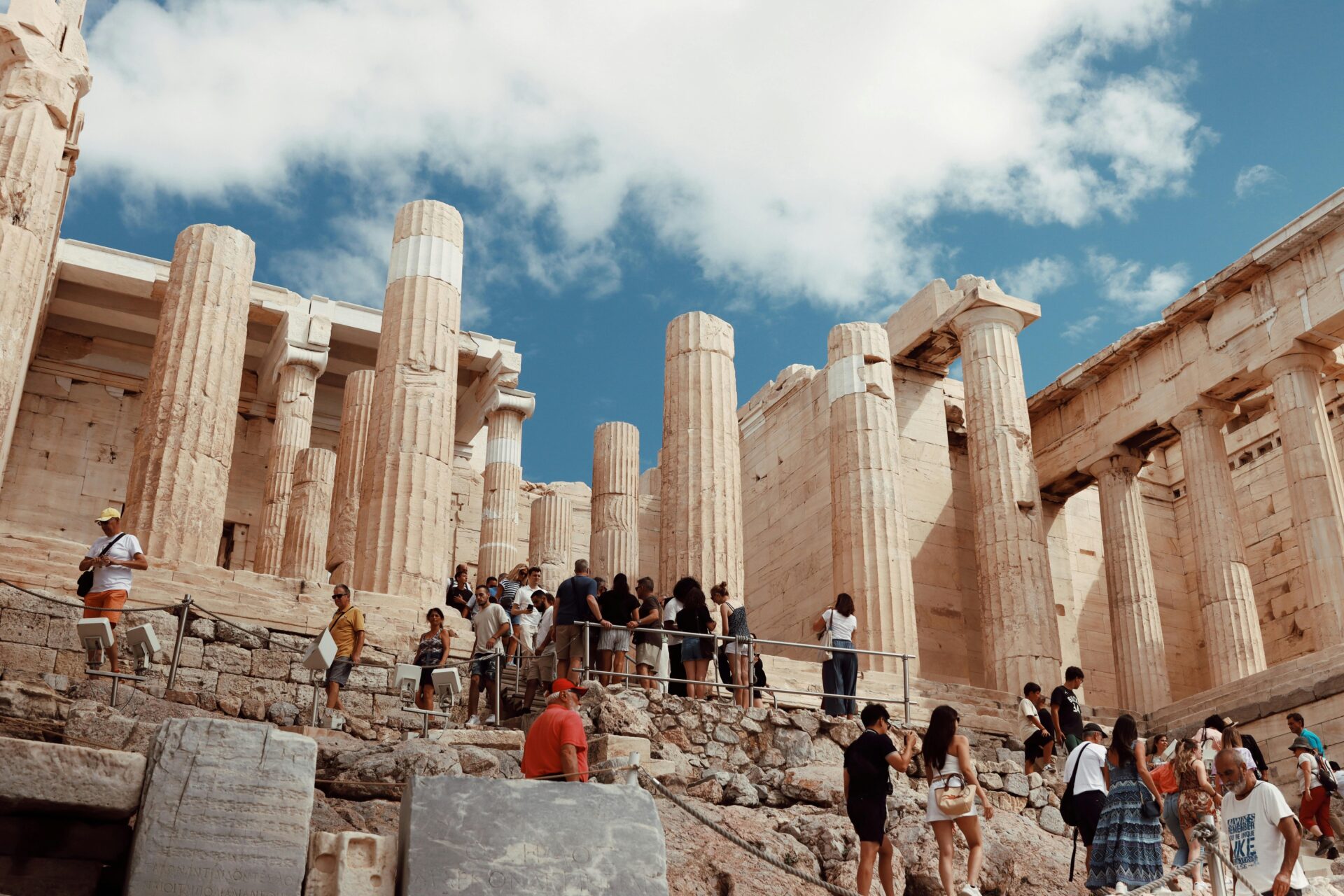 Visitors Exploring the Parthenon in Athens
