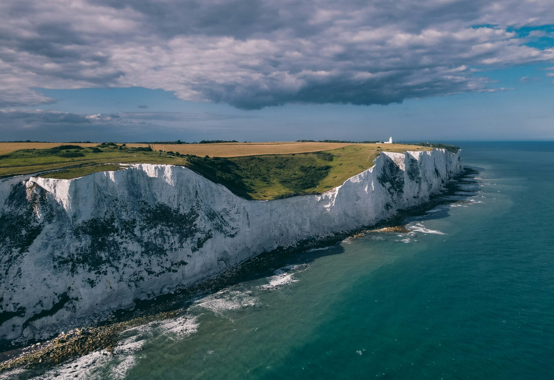 A panoramic view of the White Cliffs of Dover