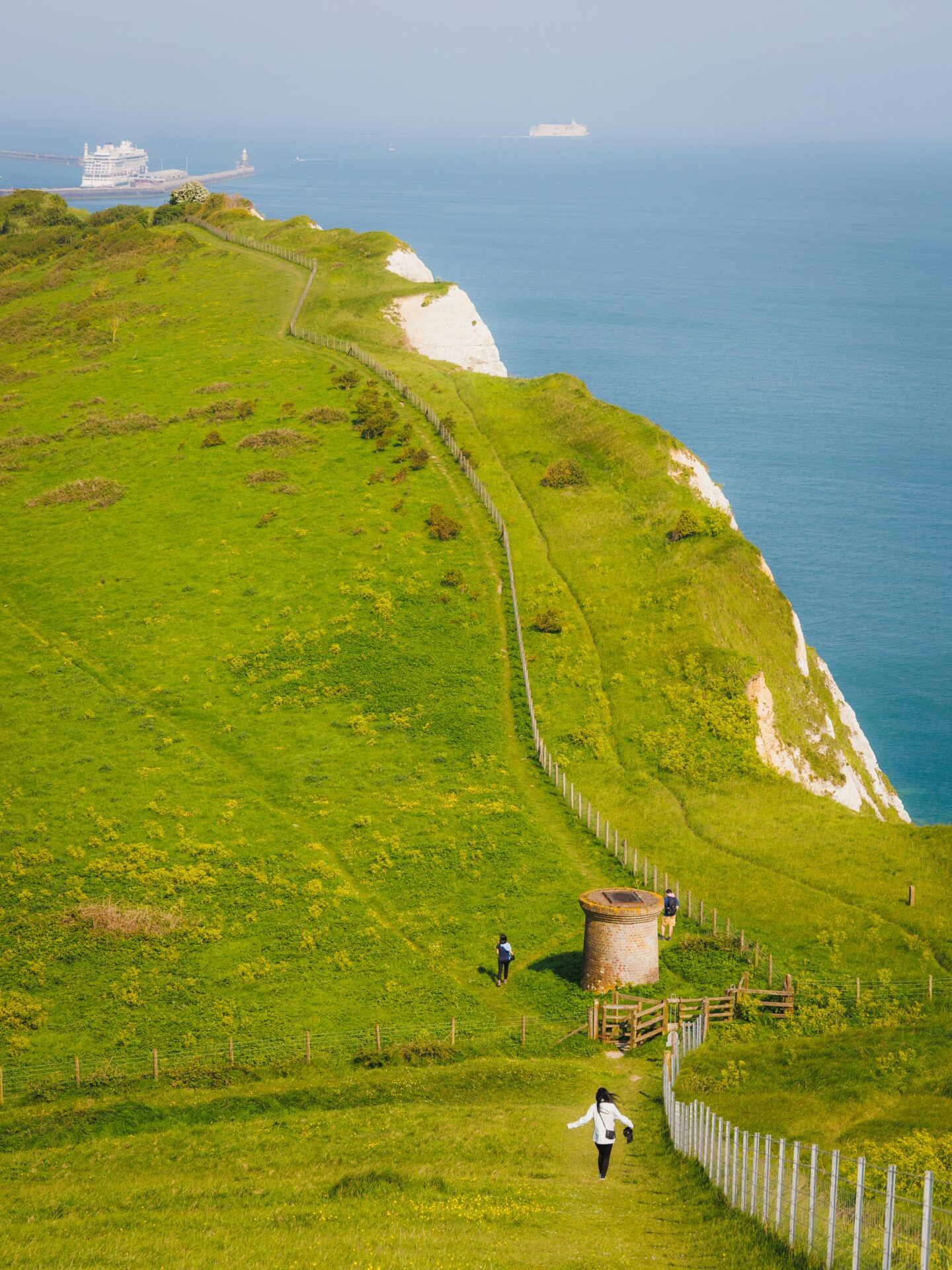 A sweeping panoramic view of the White Cliffs of Dover,