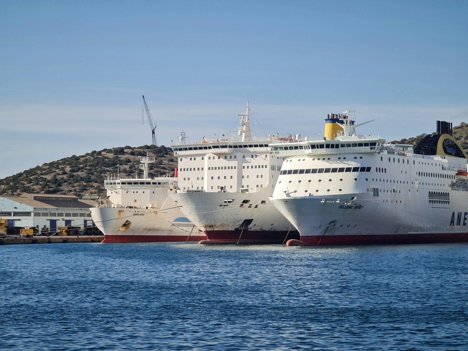 Yachts in a Harbor - cruise ship or ferry boat in Greece