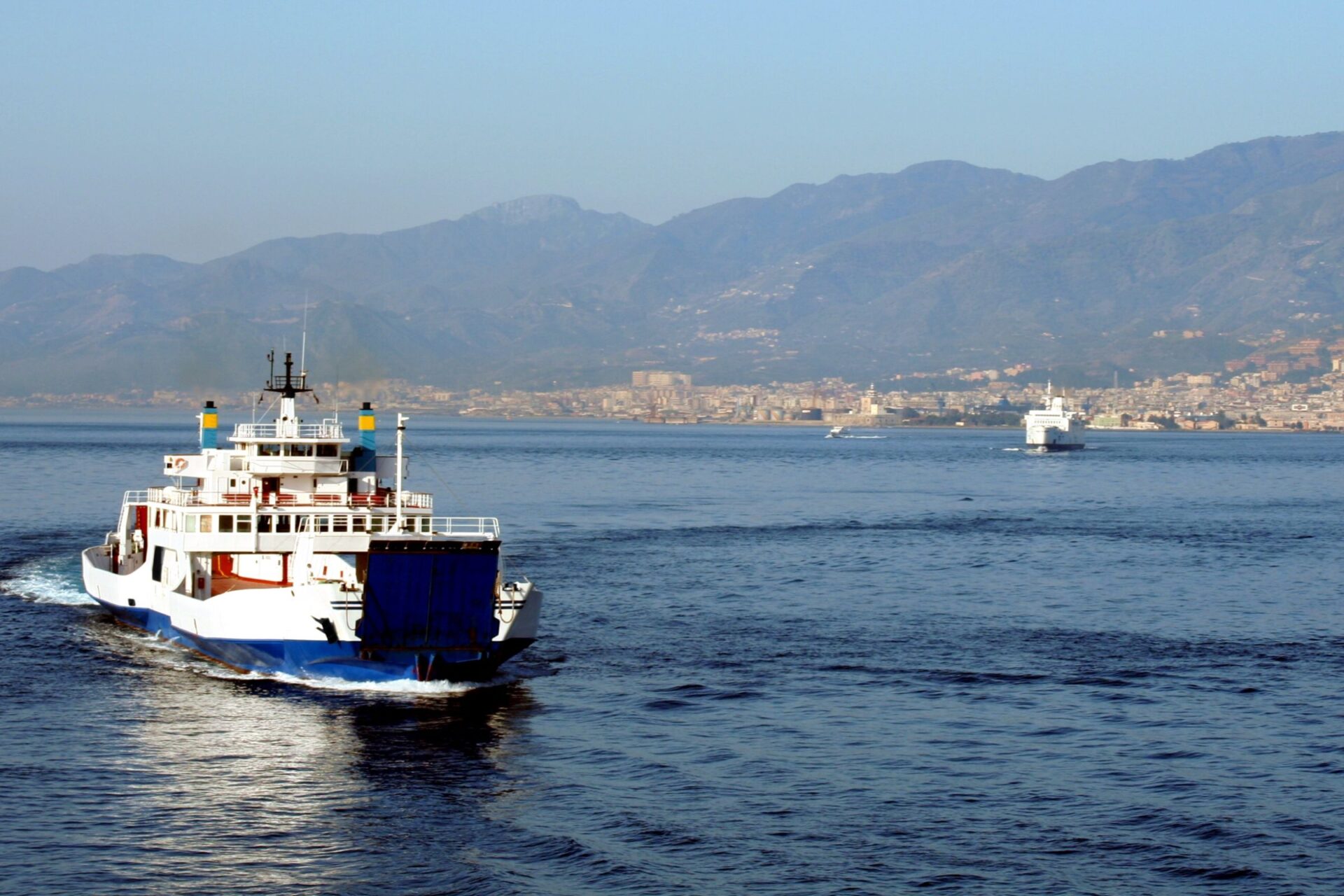 Ferries crossing the Strait of Messina
