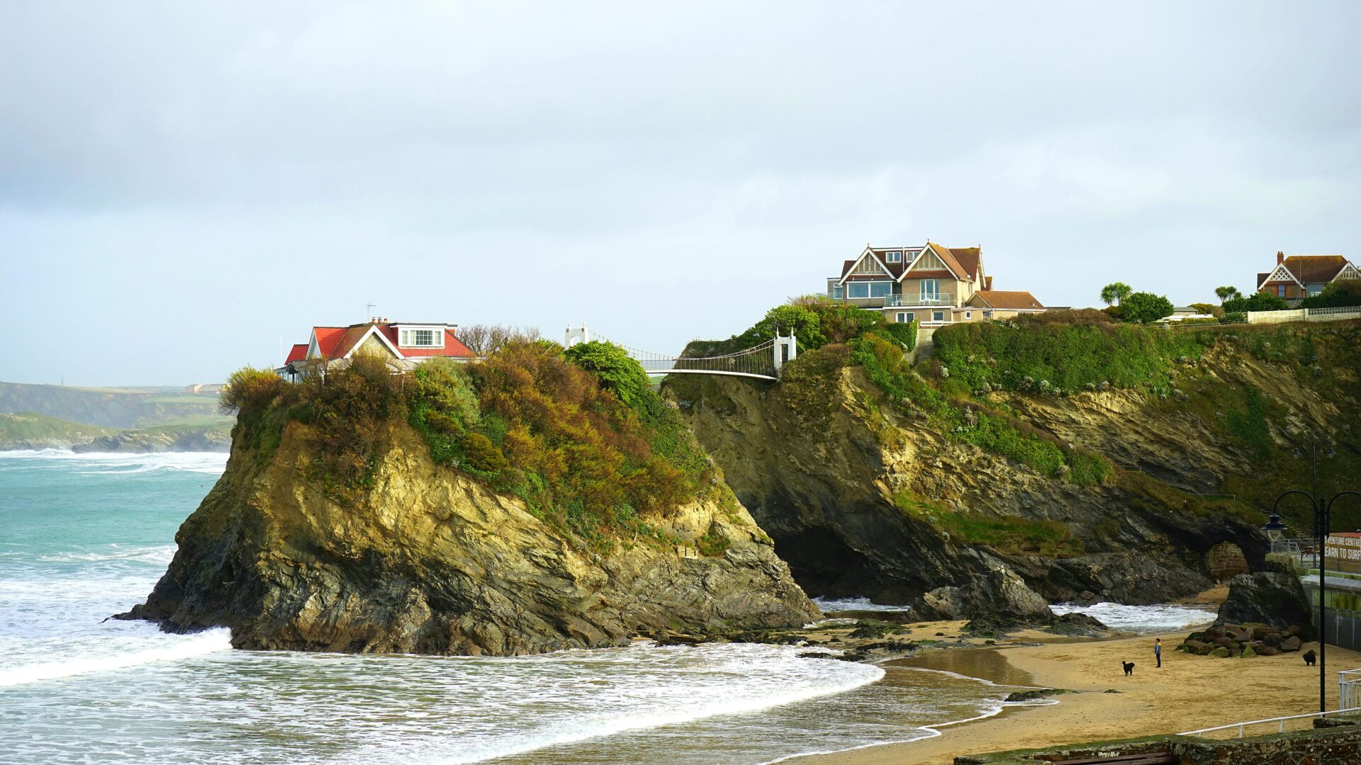 A distinctive home set on top of a striking coastal rock outcrop in Newquay.