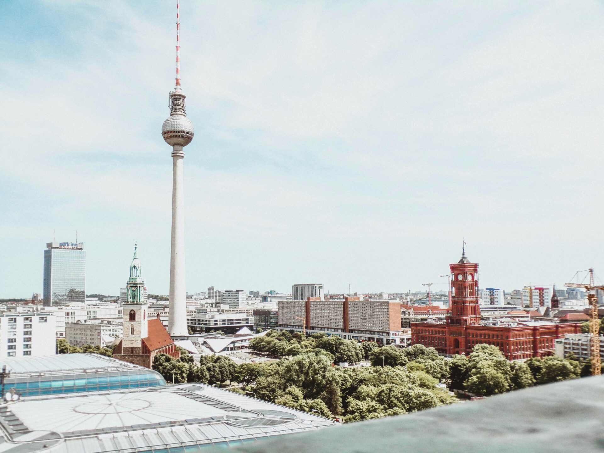 Wide view of Alexanderplatz, with the iconic TV Tower (Berliner Fernsehturm)