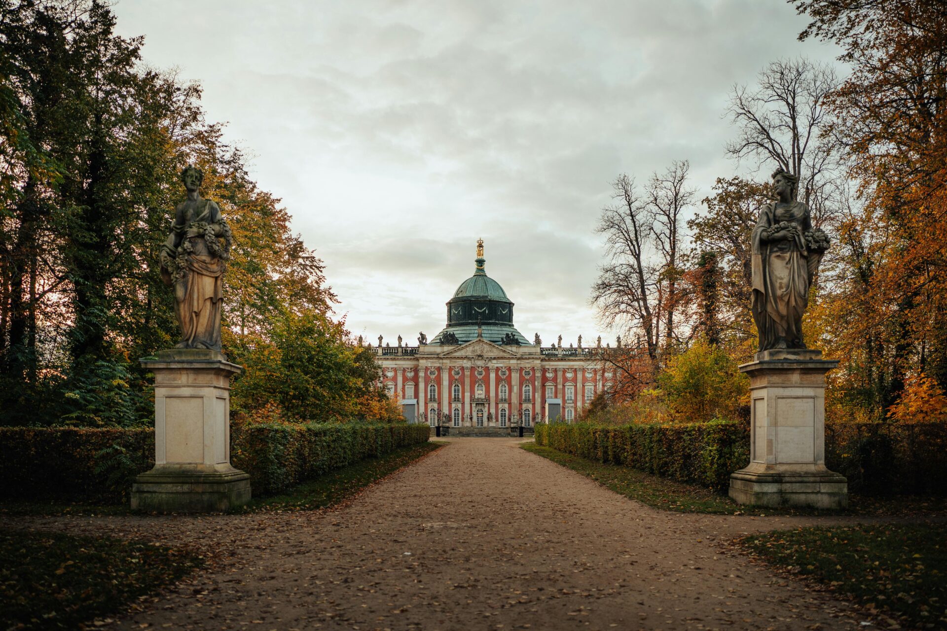 Alley among Trees Leading to New Palace in Potsdam