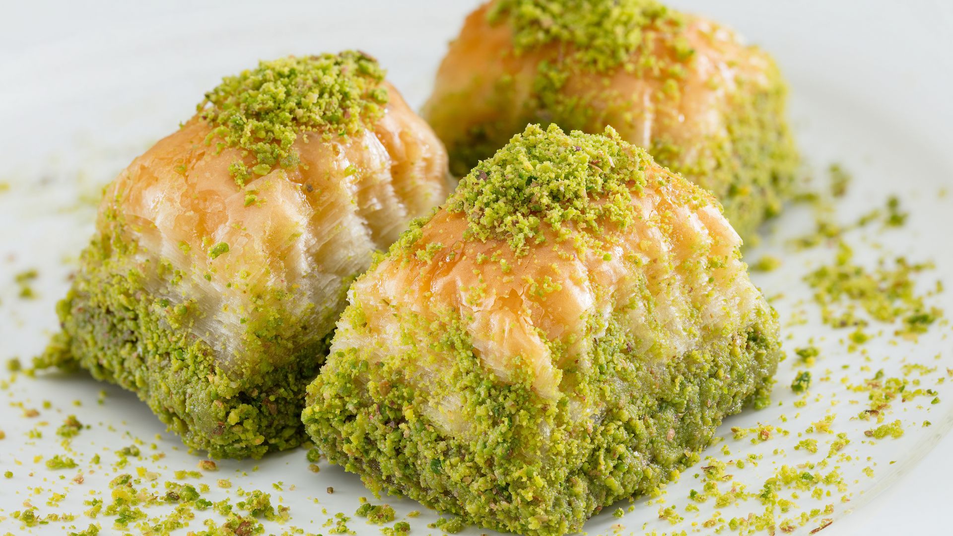 Three Baklava on a plate. 