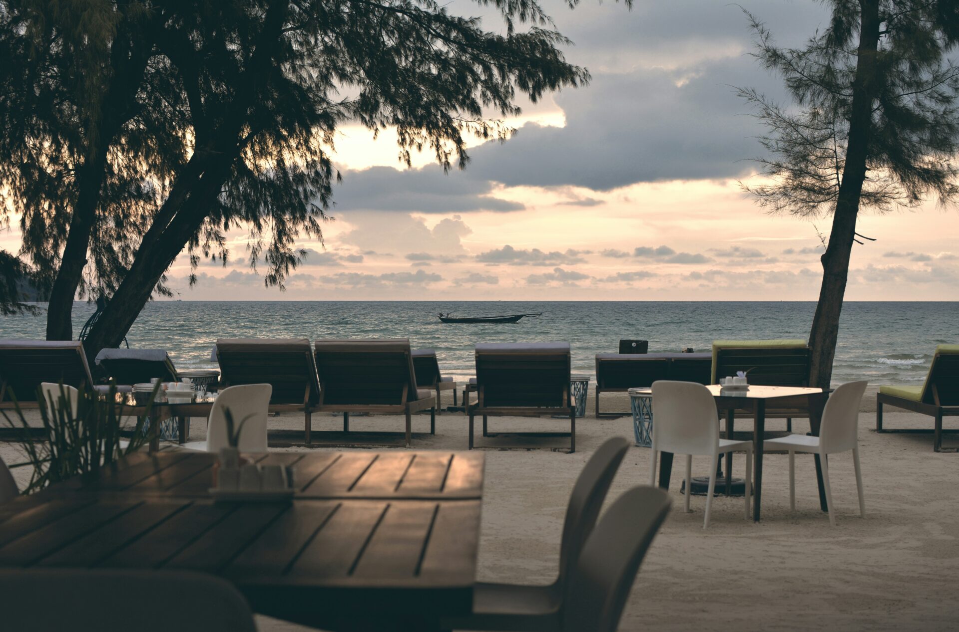 Beach bar tables and chairs - Sunset at the beach