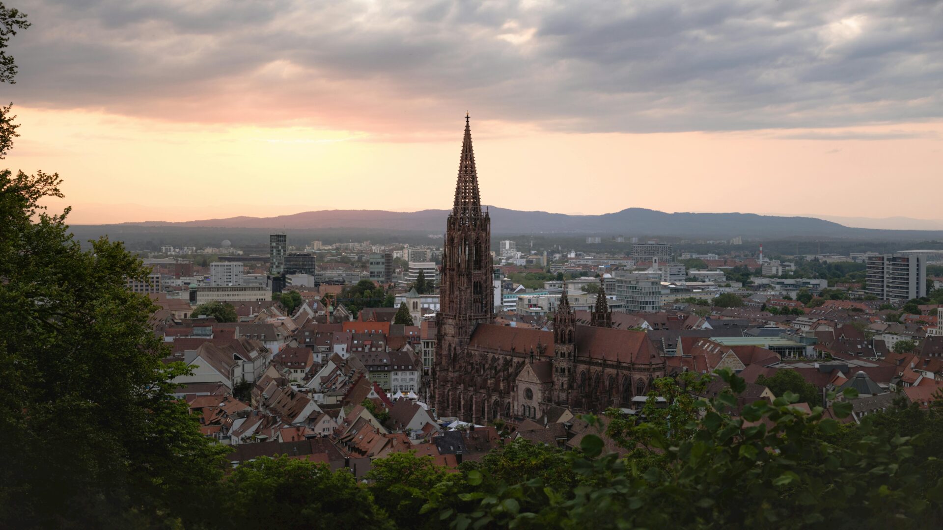 Panoramic aerial shot of Freiburg
