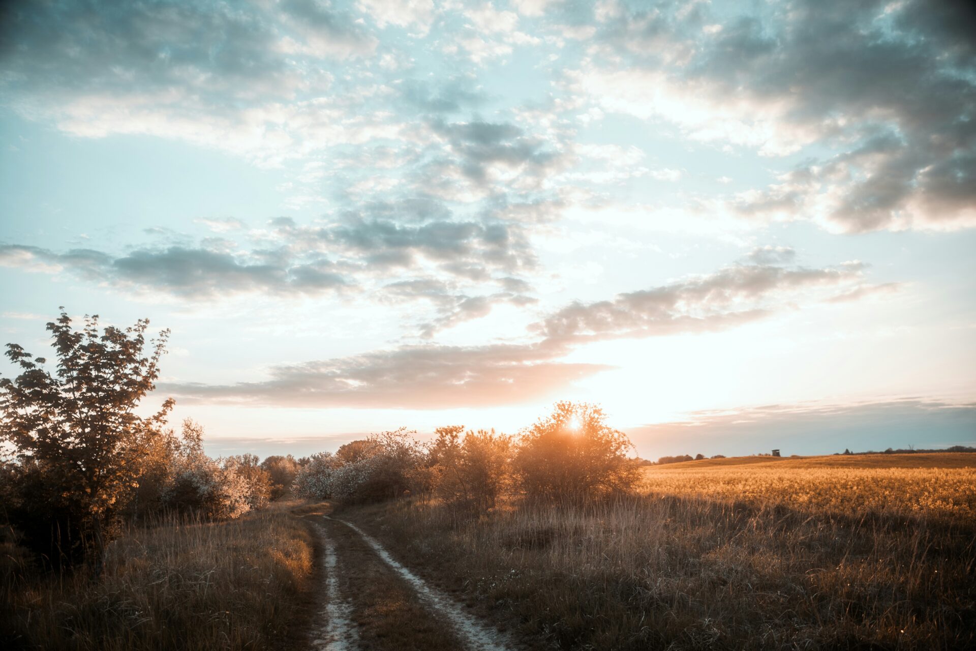 Golden sunset sky above the town of Brandenburg