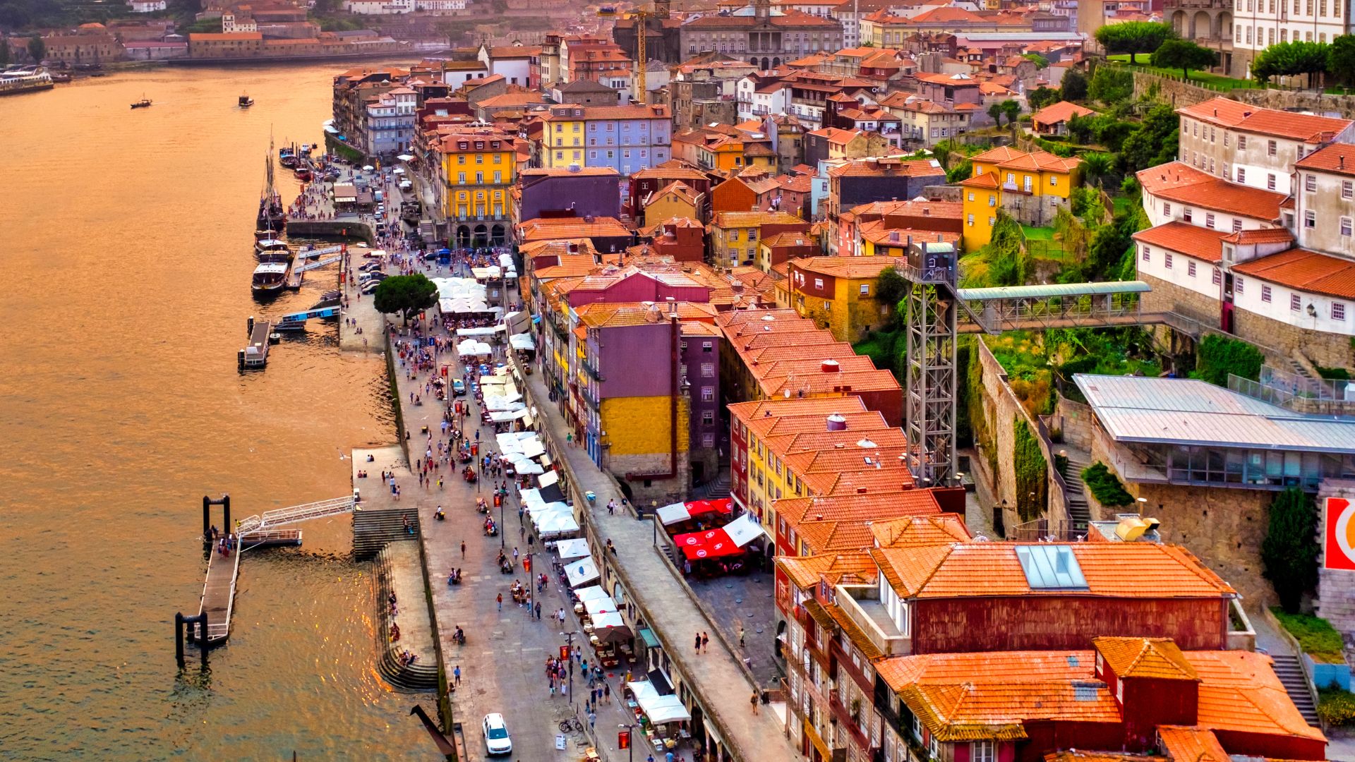 Historic buildings along the Douro River, Porto, Portugal