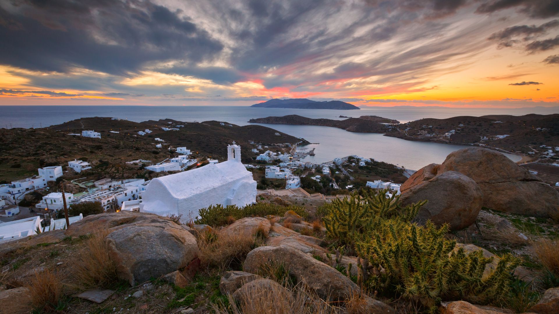 Ios Chora, Greece at sunset