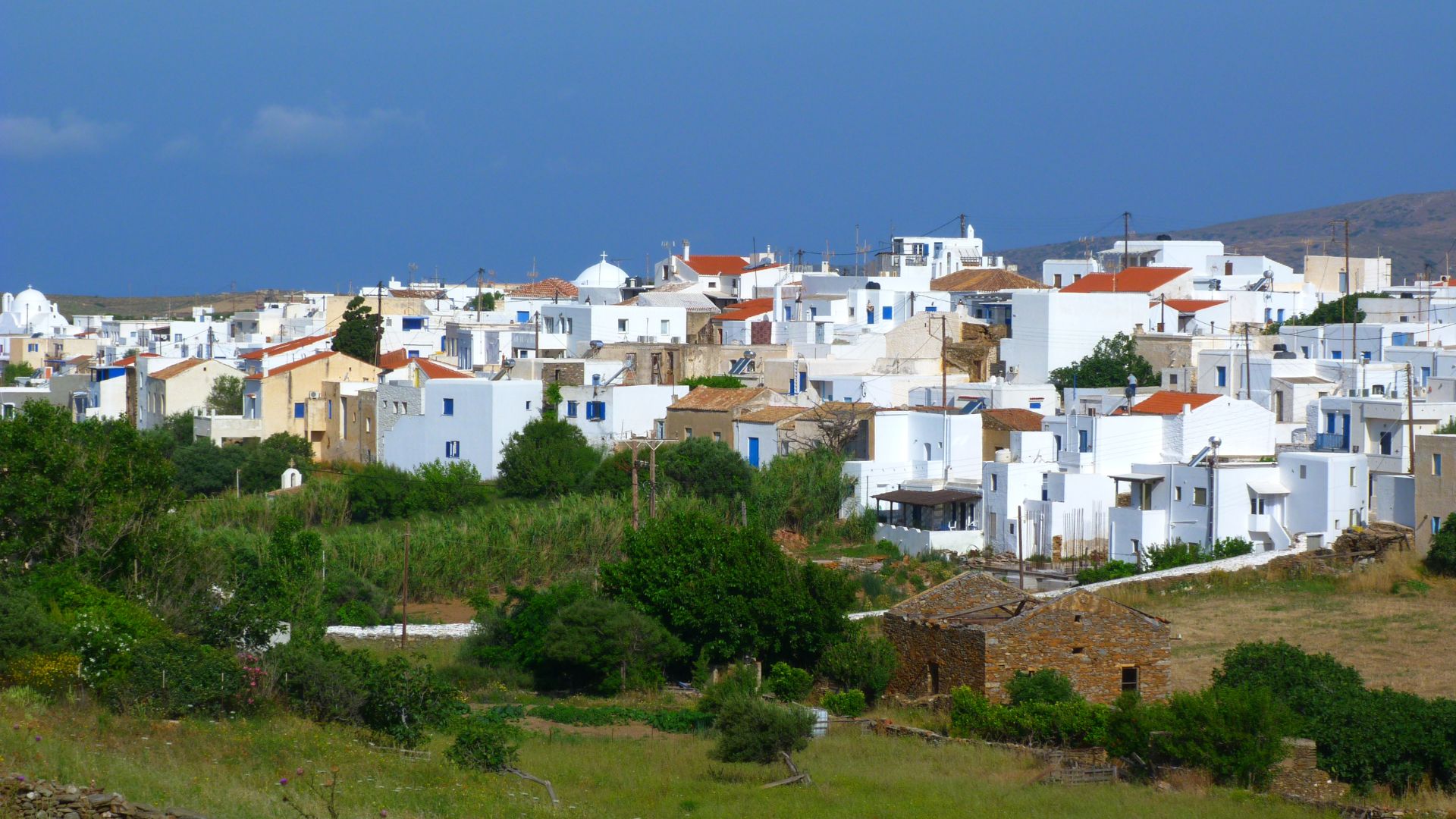 Traditional whitewashed village of Chora, Kythnos Island, Greece