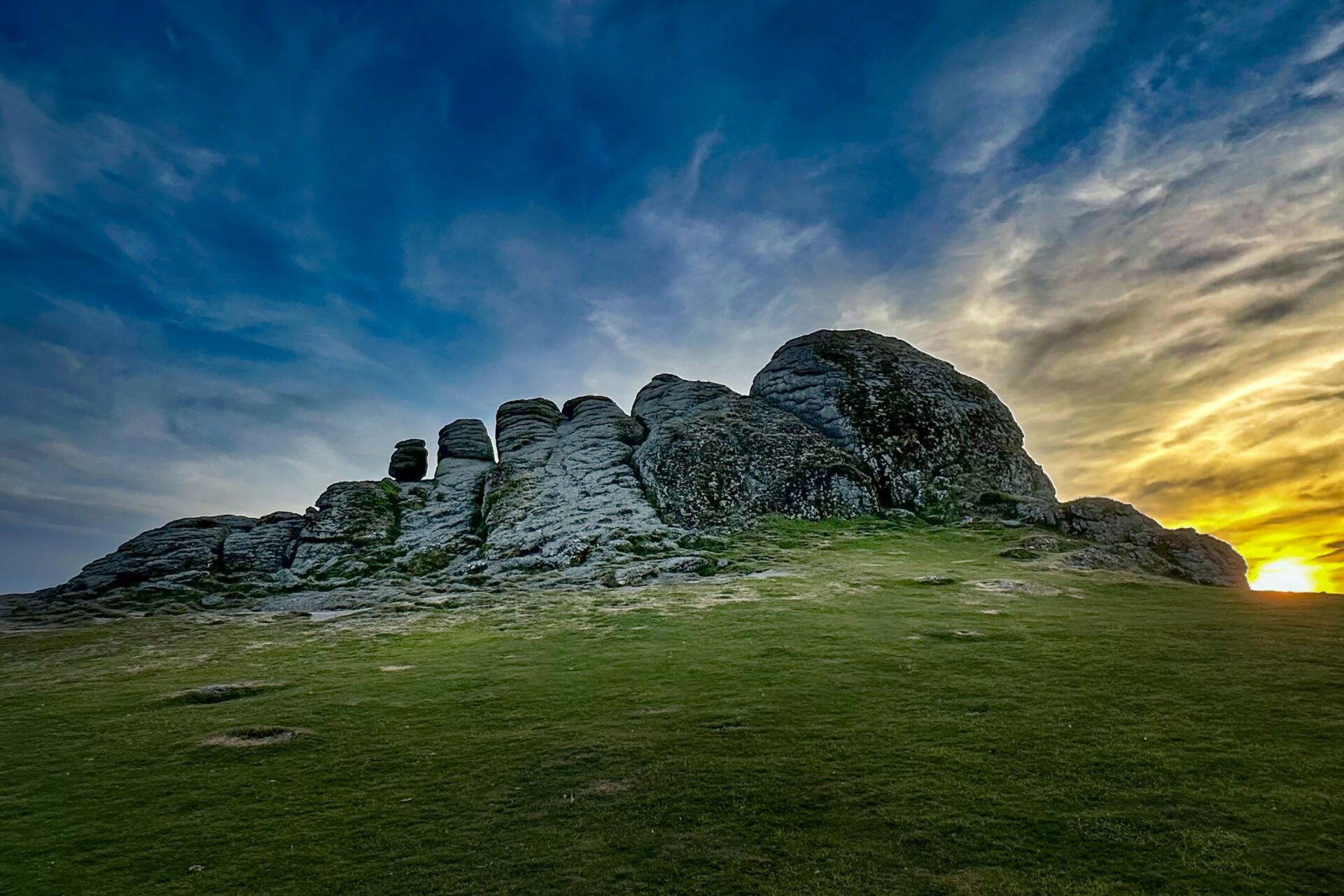 Dartmoor, Devon at sunset, with dramatic rock formations