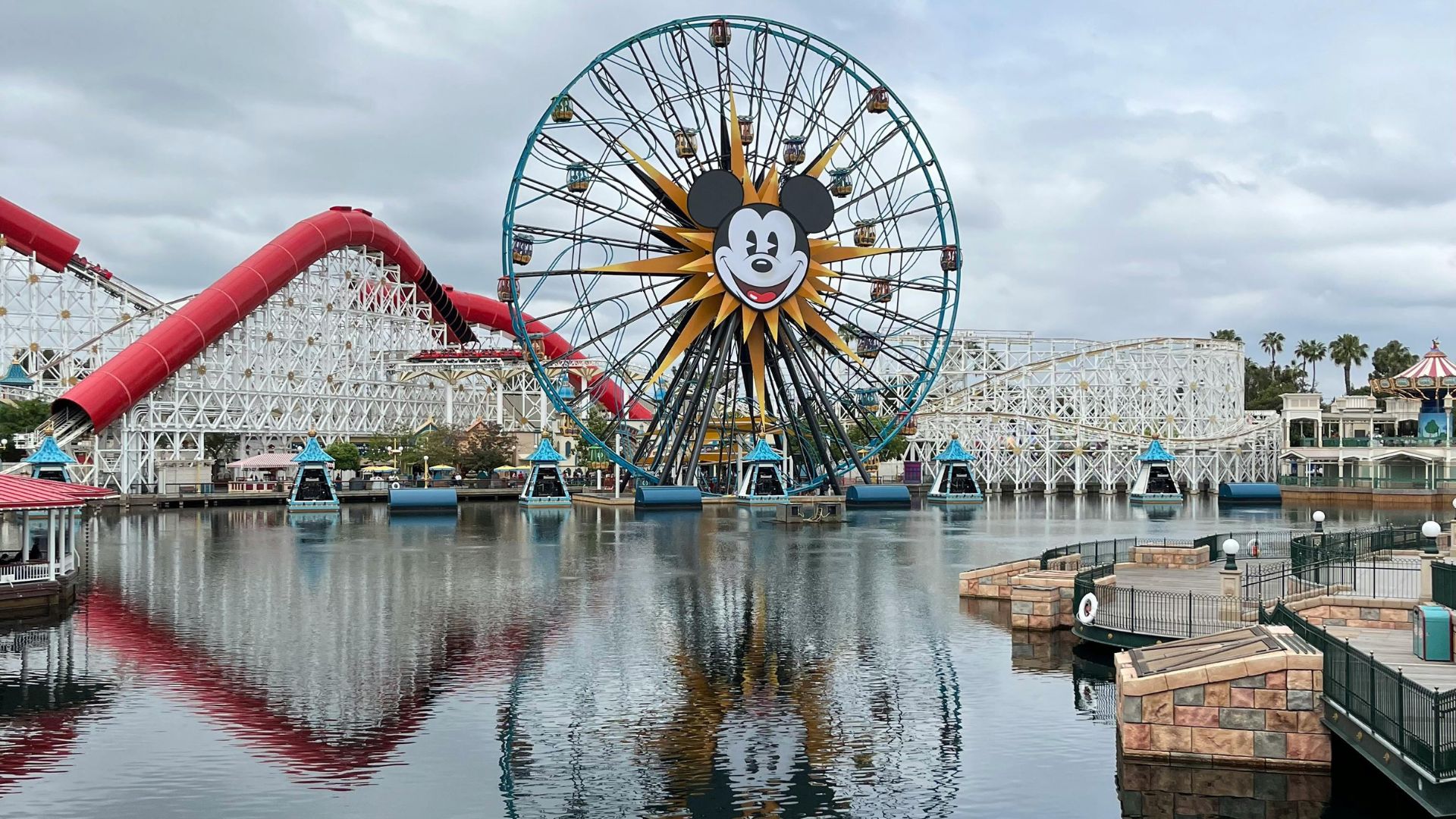 Pixar Pal-A-Round Ferris wheel and Incredicoaster at Disney California Adventure Park.