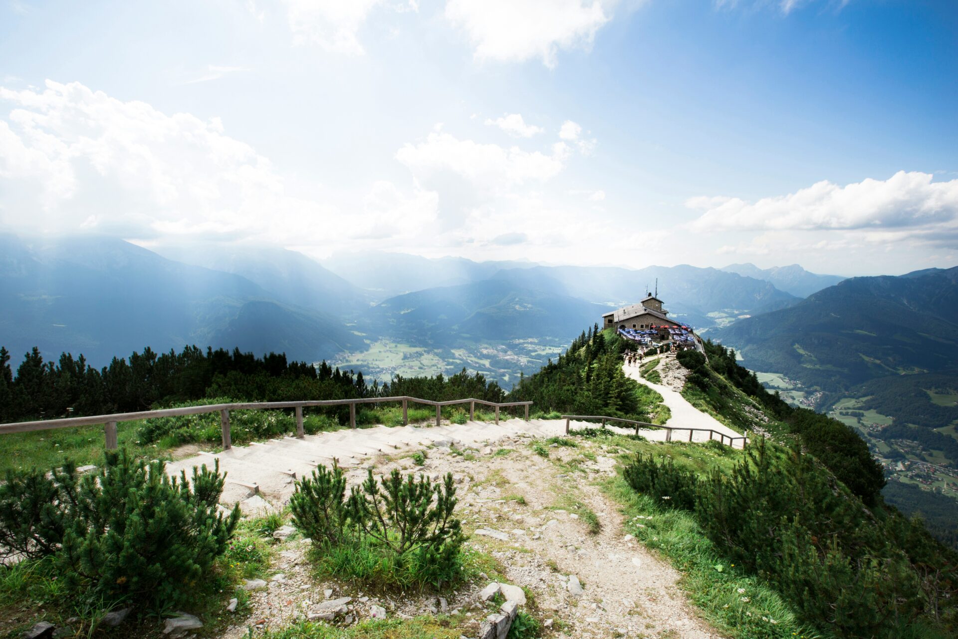 Eagle's Nest (Kehlsteinhaus) perched atop a rocky mountain peak,