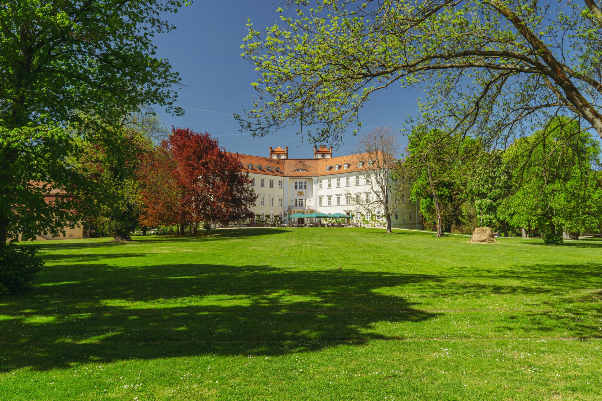 Elegant Schloss Lübbenau in Springtime Garden