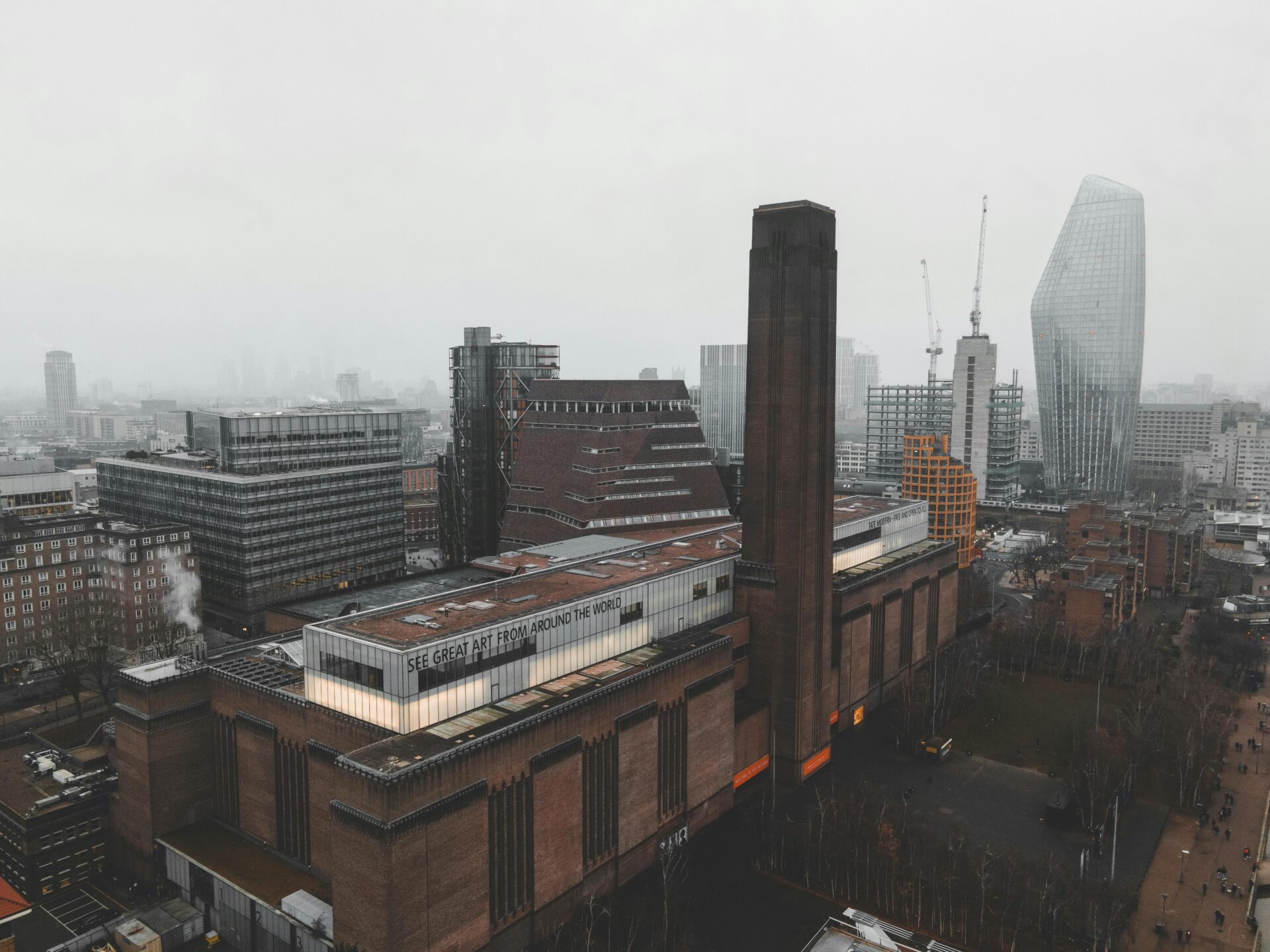 Exterior view of Tate Modern on the South Bank of the Thames in London