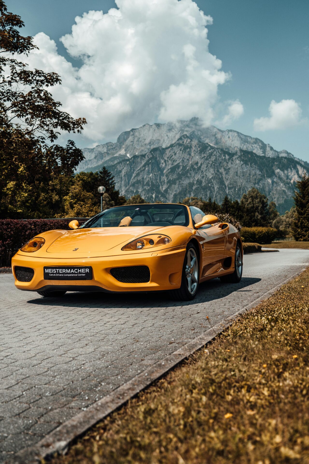 Luxury car speeding along the German Alpine Route 