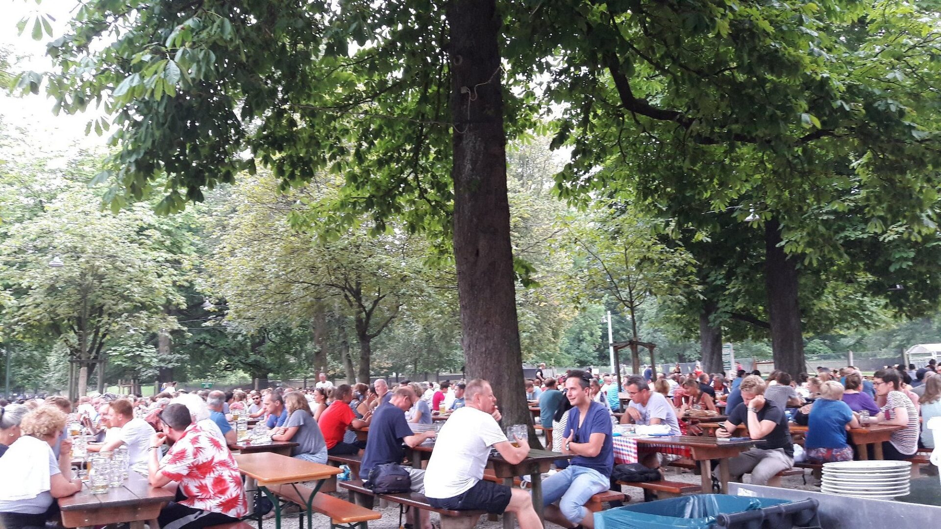 A lively scene at Hirschgarten in Munich