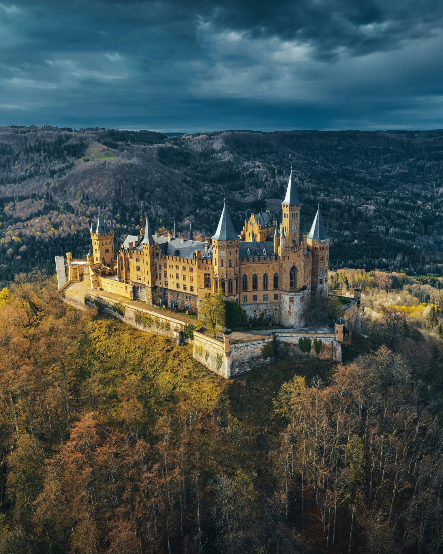 Drone shot of Hohenzollern Castle in Germany