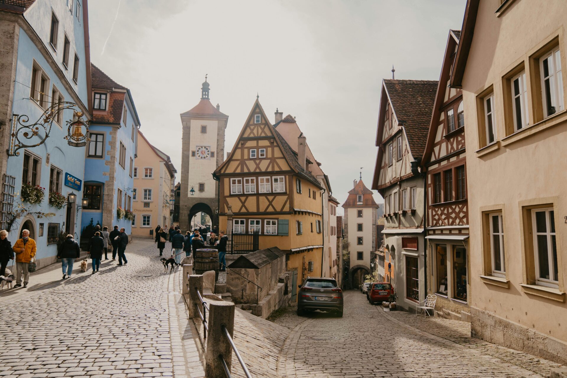 Iconic street view in Rothenburg ob der Tauber