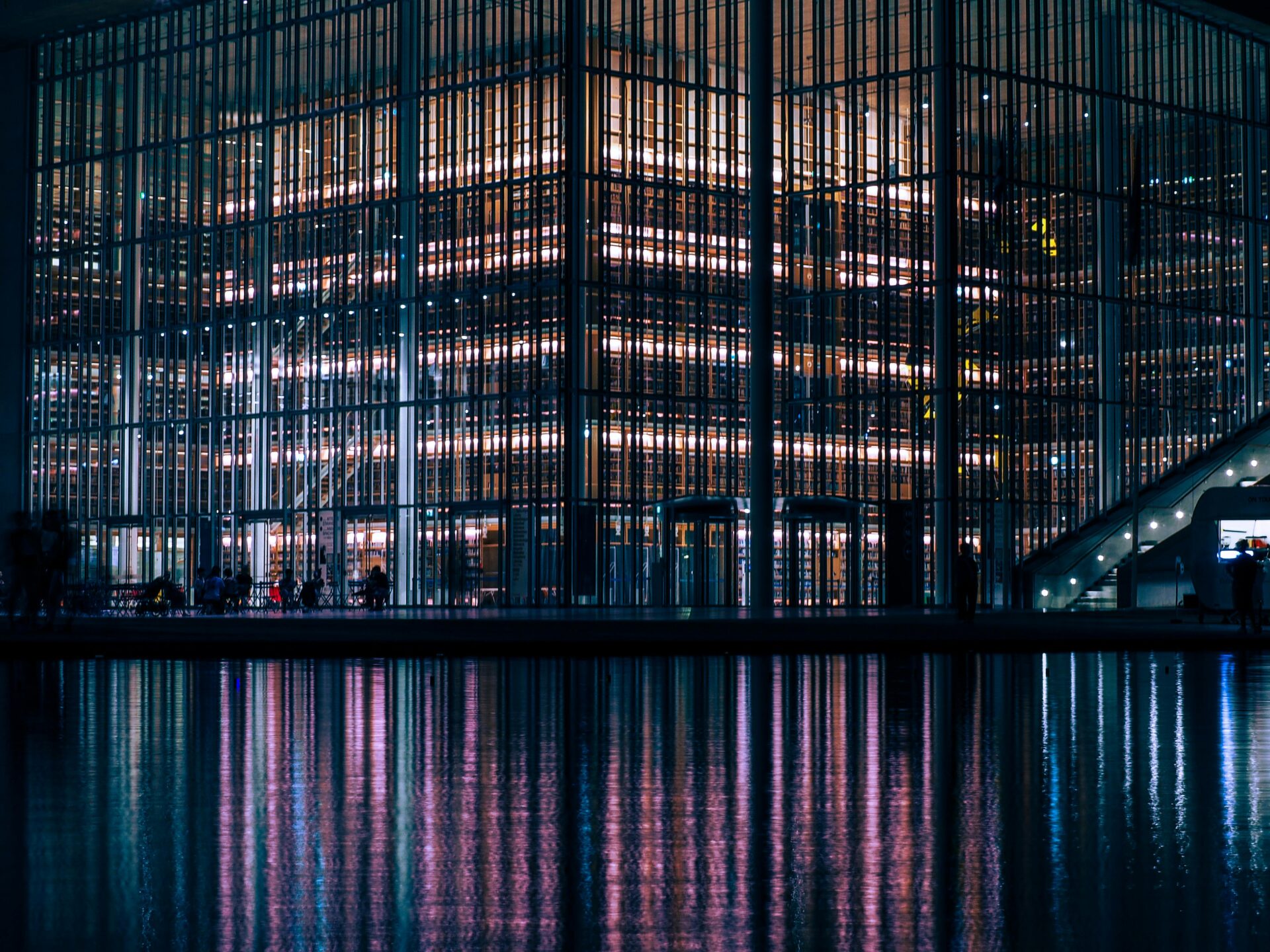 Illuminating lights from a building - Stavros Niarchos Foundation Cultural Center
