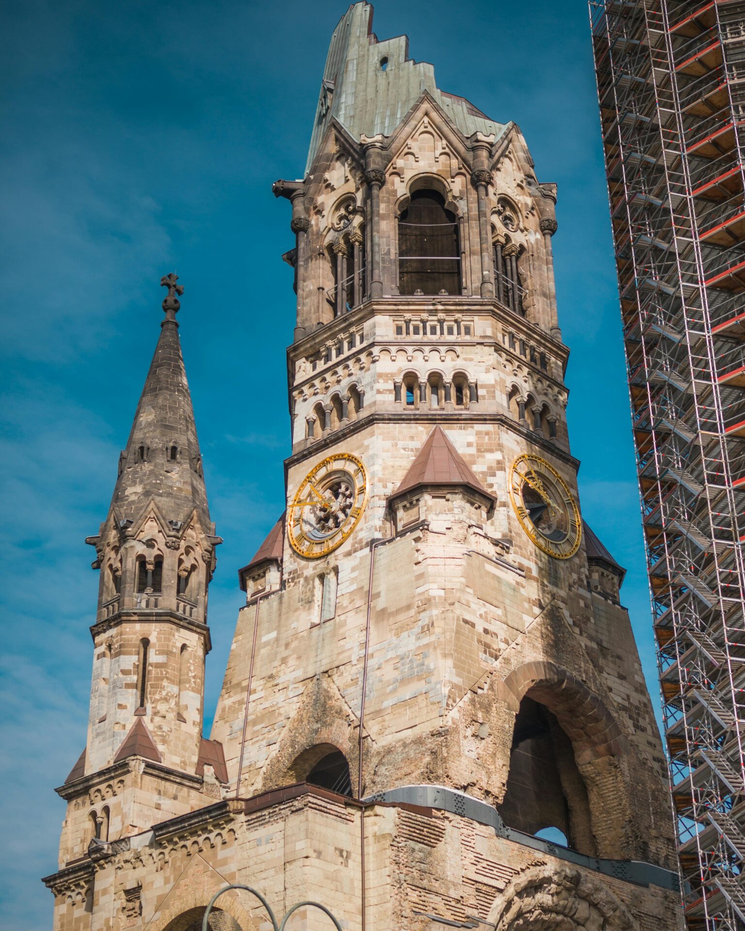 Close-up of the Kaiser Wilhelm Memorial Church