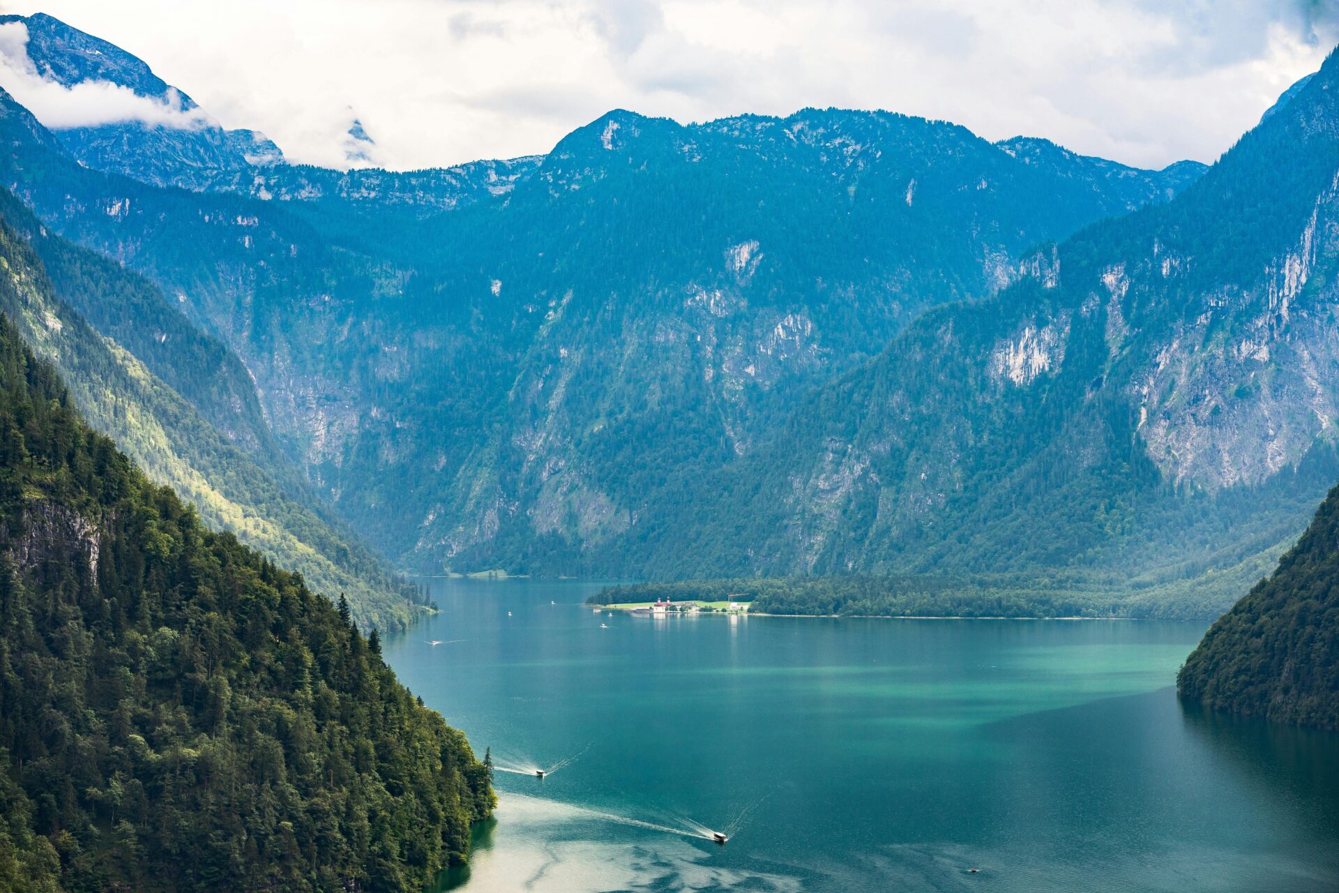 Crystal-clear Königssee Lake in summer