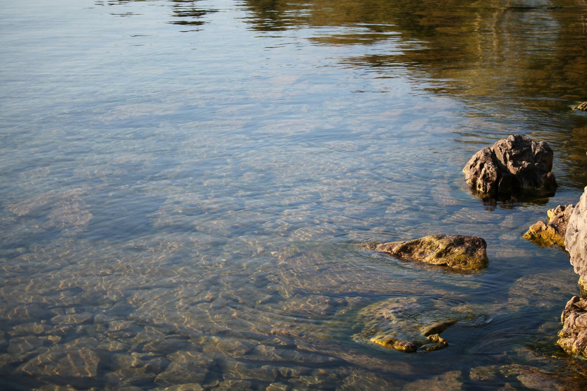Lakewater with rocks