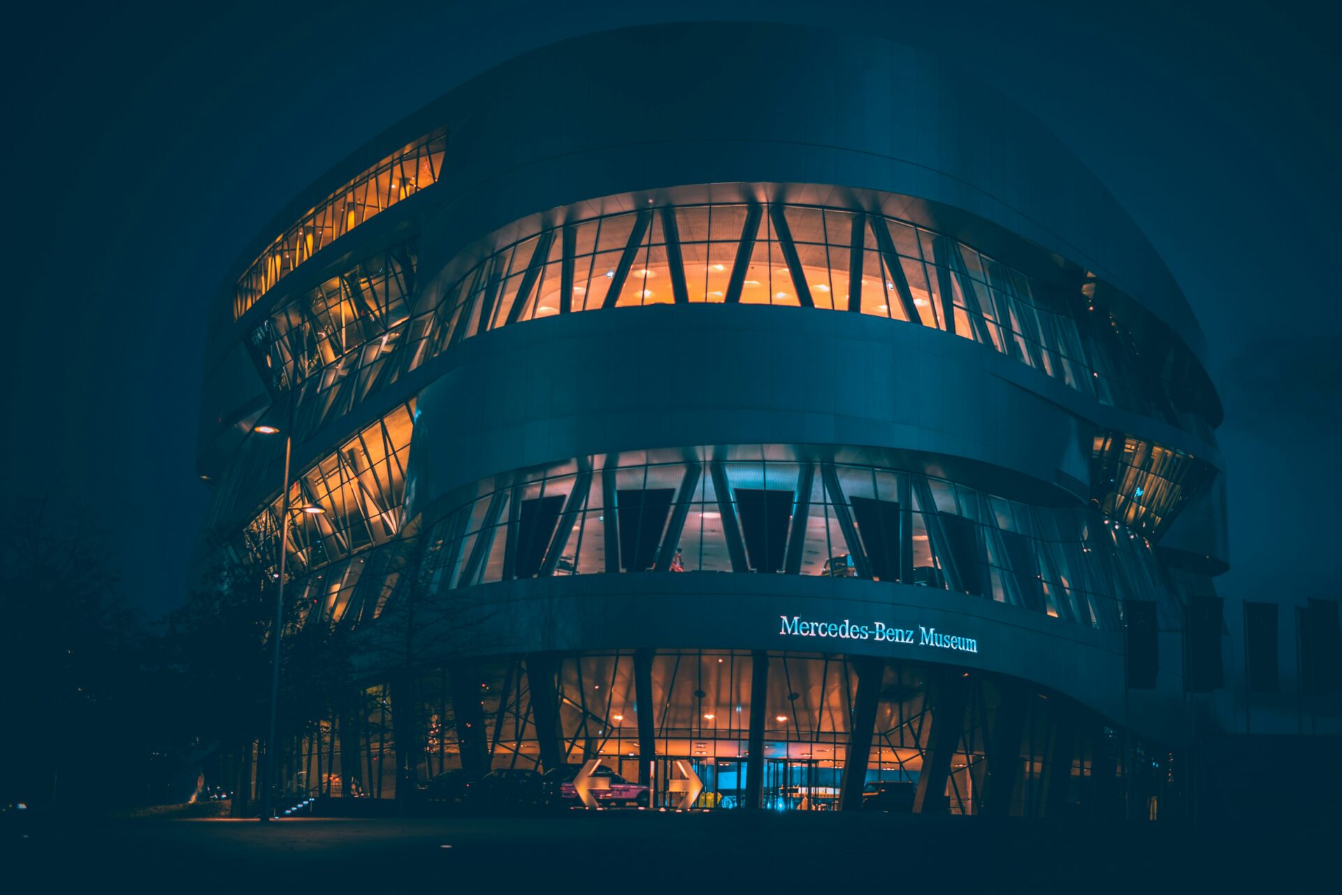 The modern architecture of the Mercedes-Benz Museum in Stuttgart