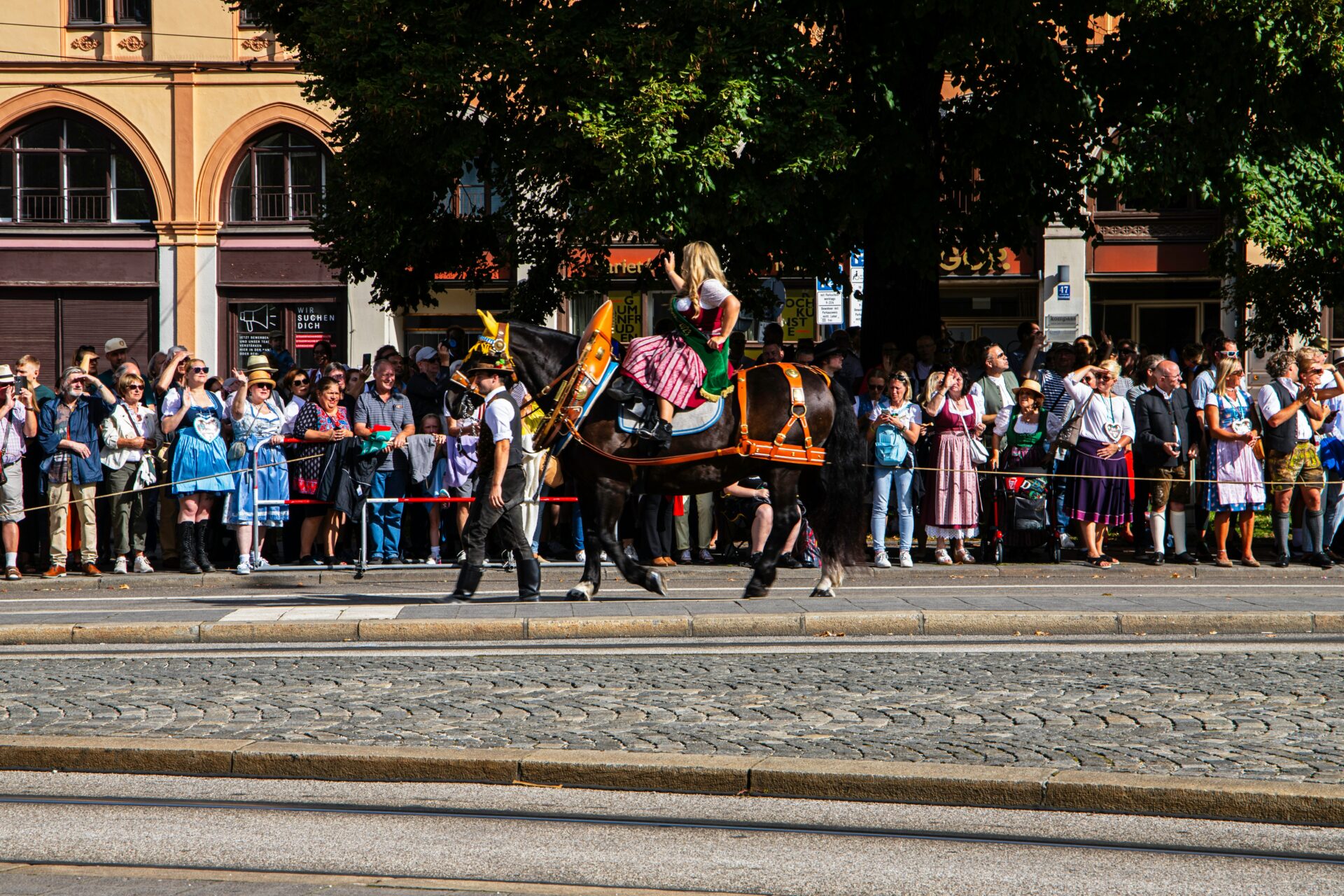 Men dressed in traditional Bavarian lederhosen 
