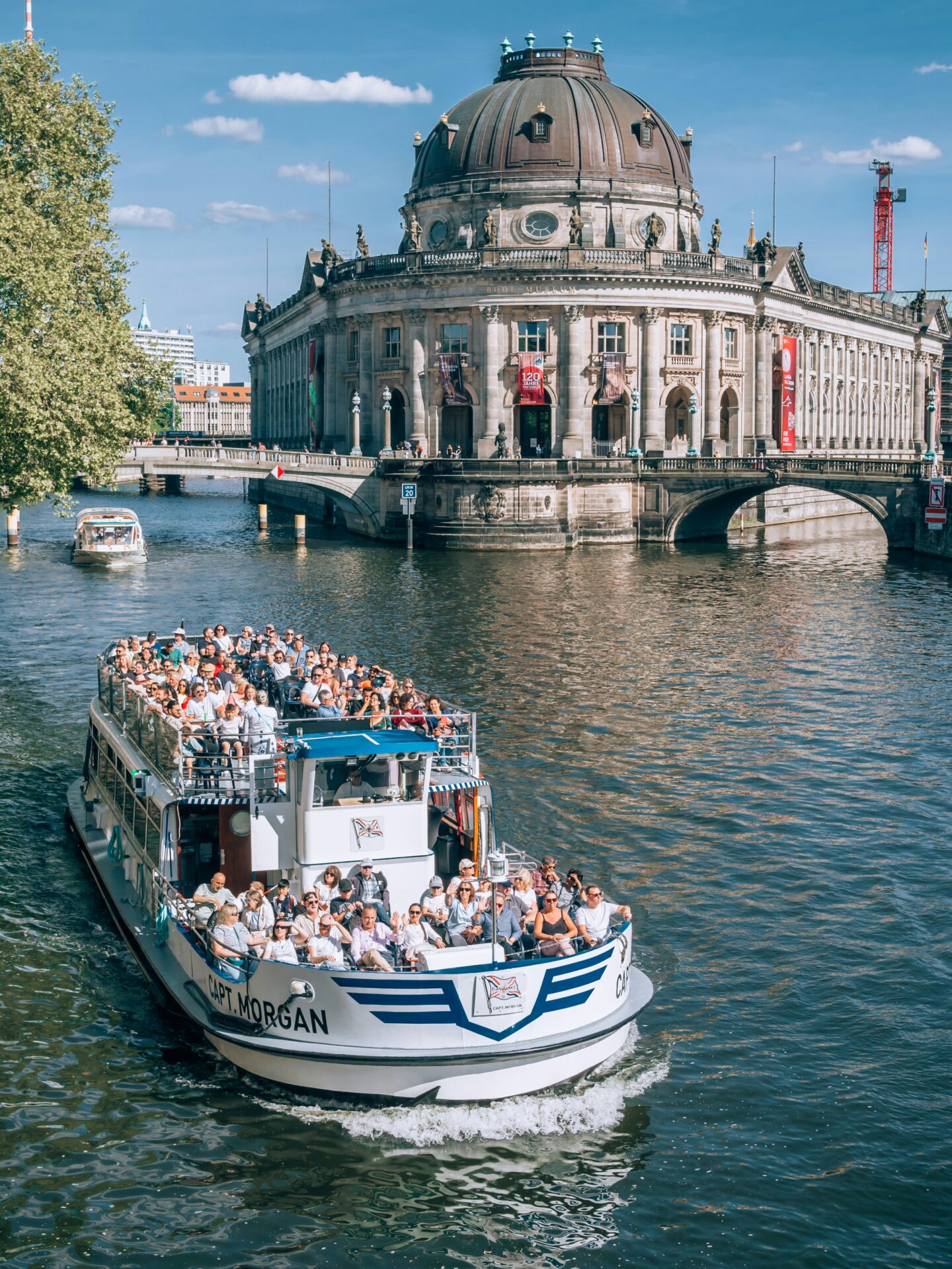 Boats cruising along Spree beside Berlin’s Museum Island