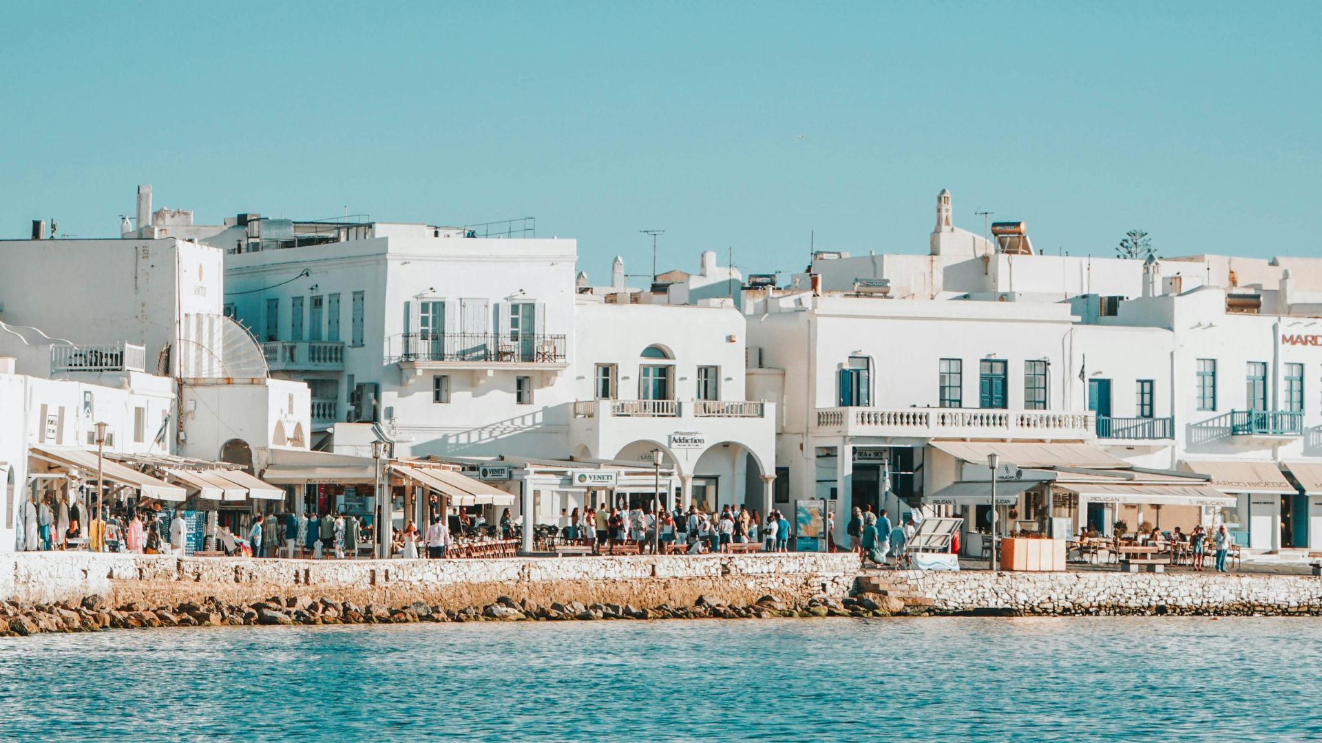 A coastal view of Mykonos, Greece 