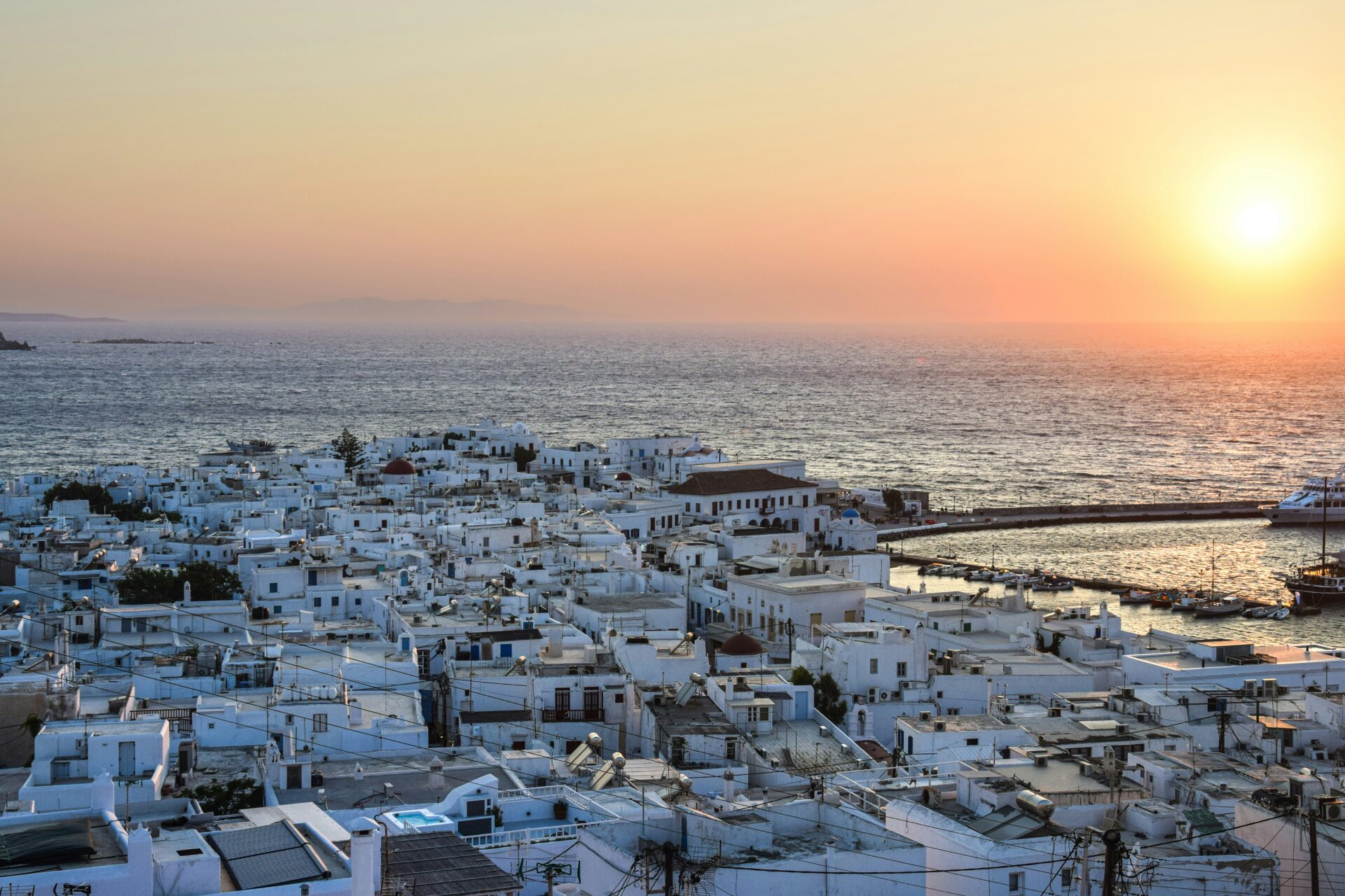 Mykonos, Greece - whitewashed buildings near the sea