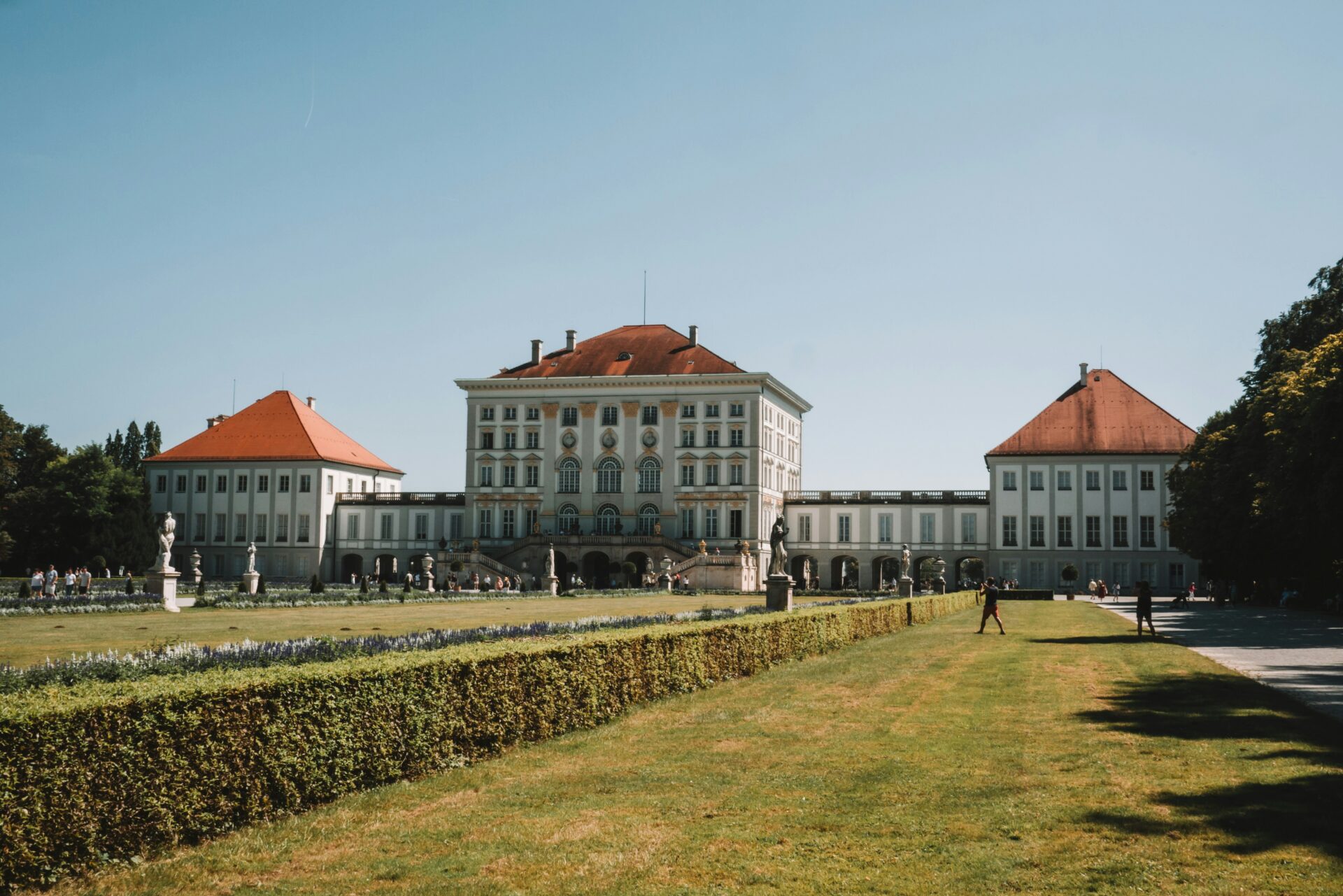 Elegant front façade of Nymphenburg Palace