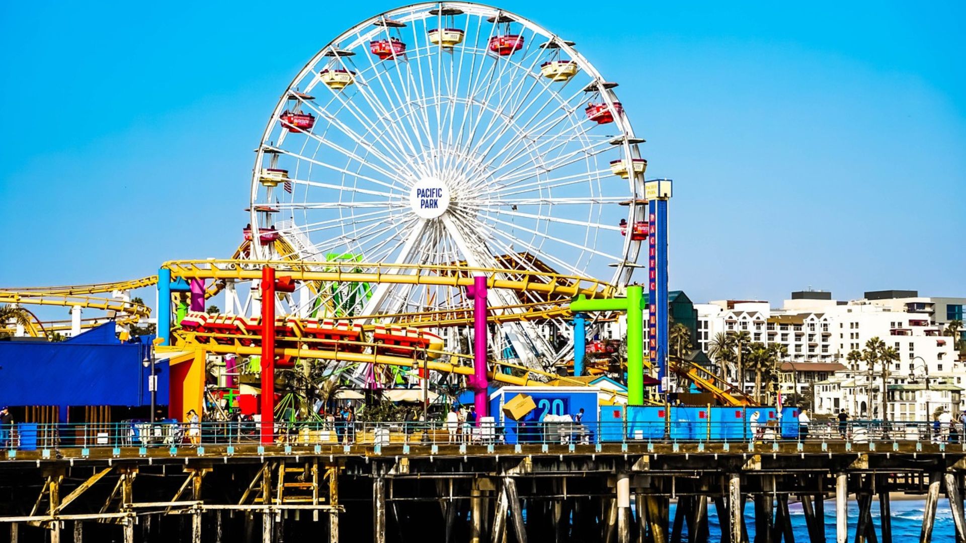 Ferris wheel at Pacific Park of Santa Monica Pier in Los Angeles, Southern California