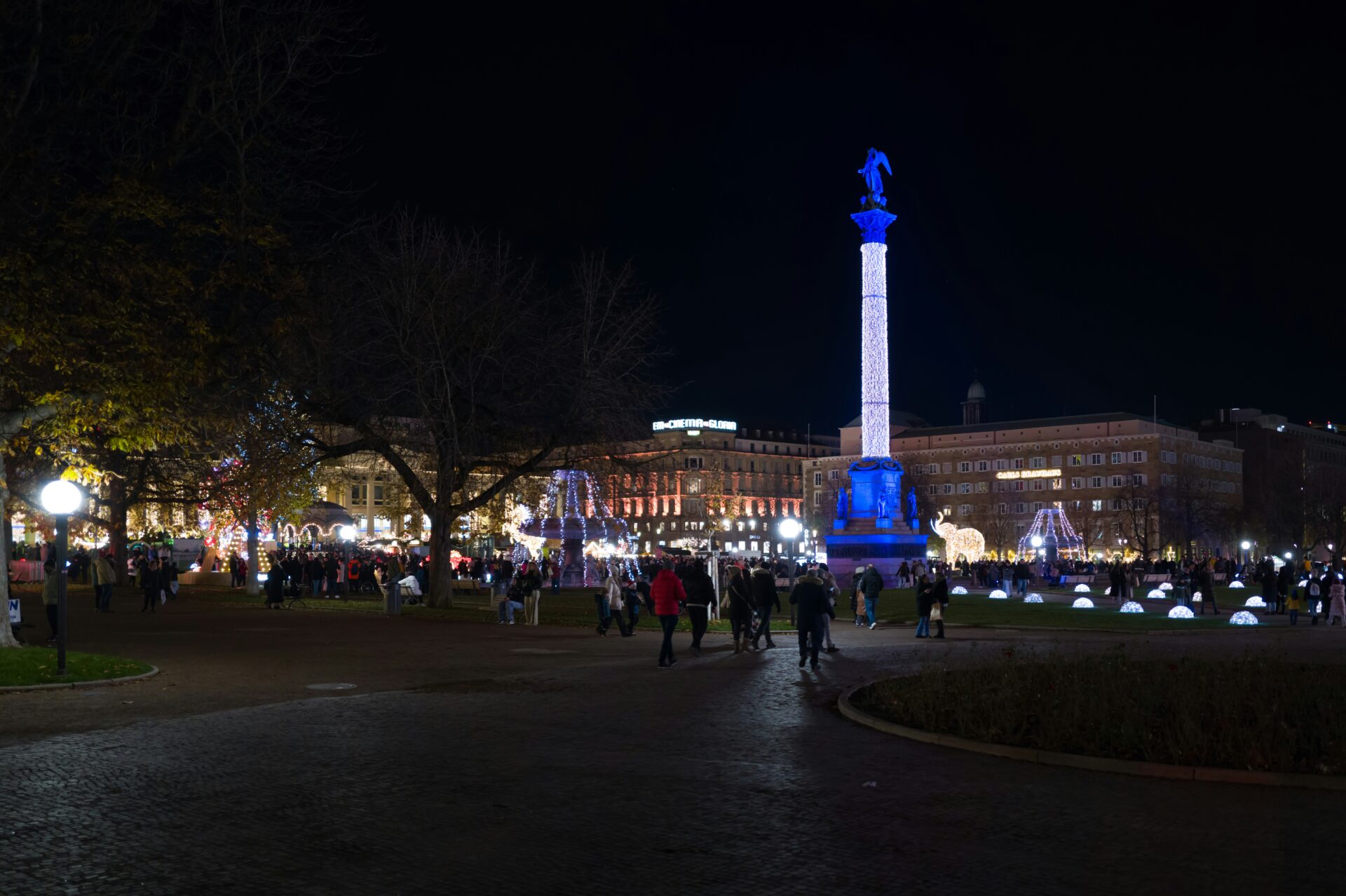 People browsing holiday stalls at Stuttgart’s Christmas Market