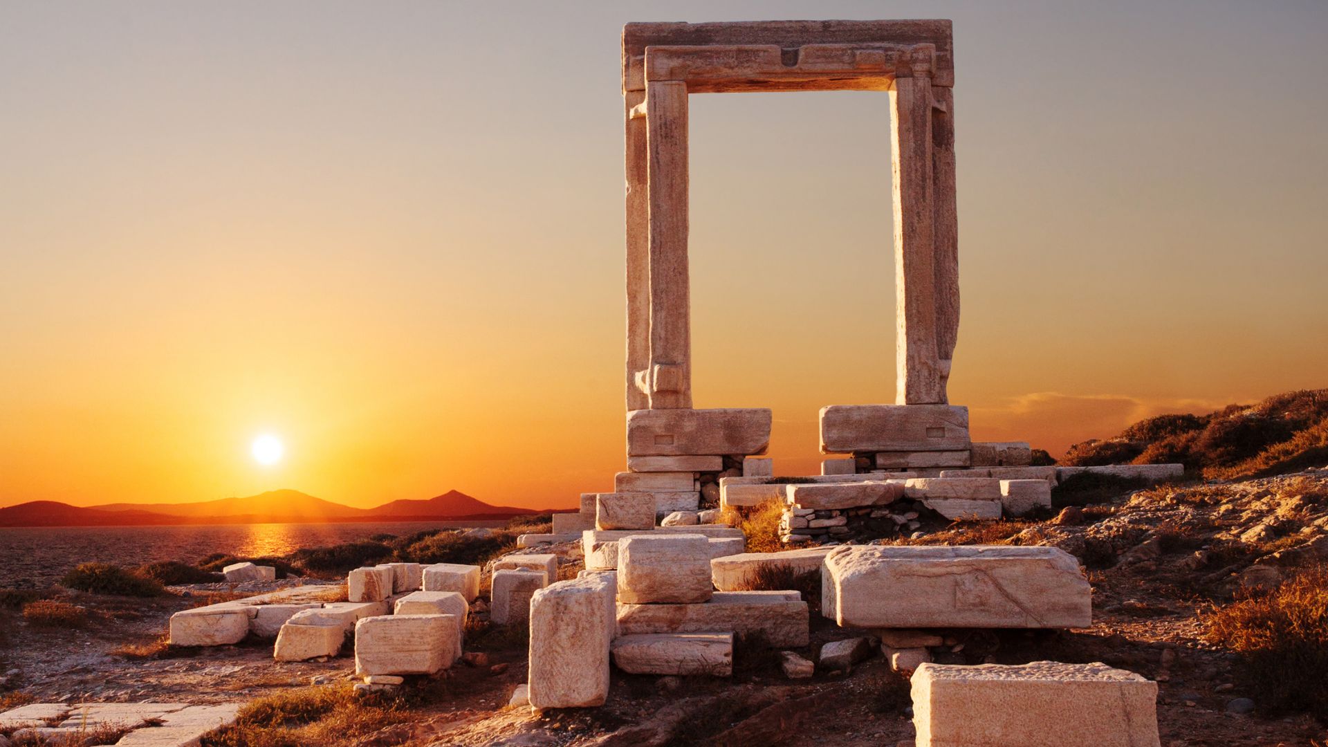 Portara (Temple of Apollo) in Palatia, Naxos, Greece